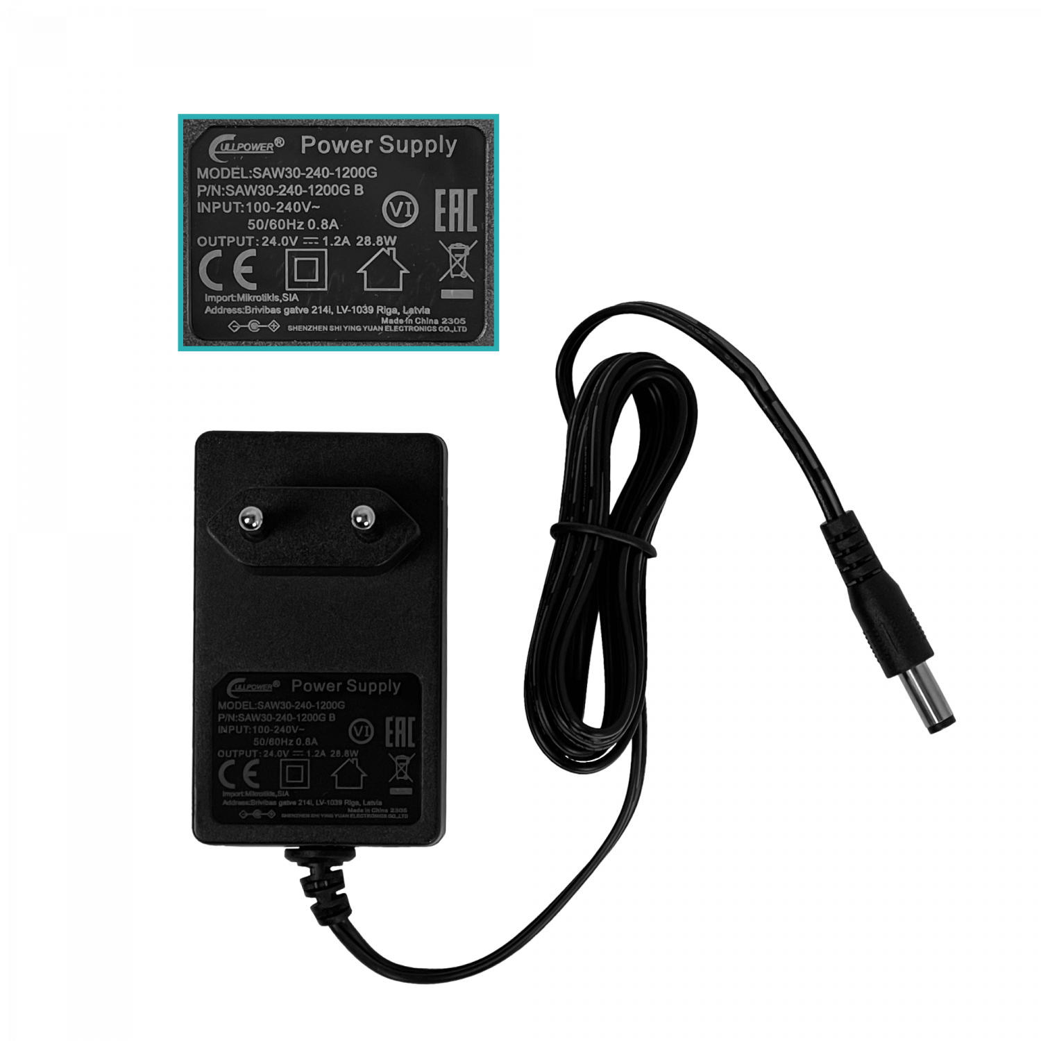 Fuente de Poder MikroTik F24-W29 - 24VDC 1.2A 29W con Conector 5.5x2.1mm 1