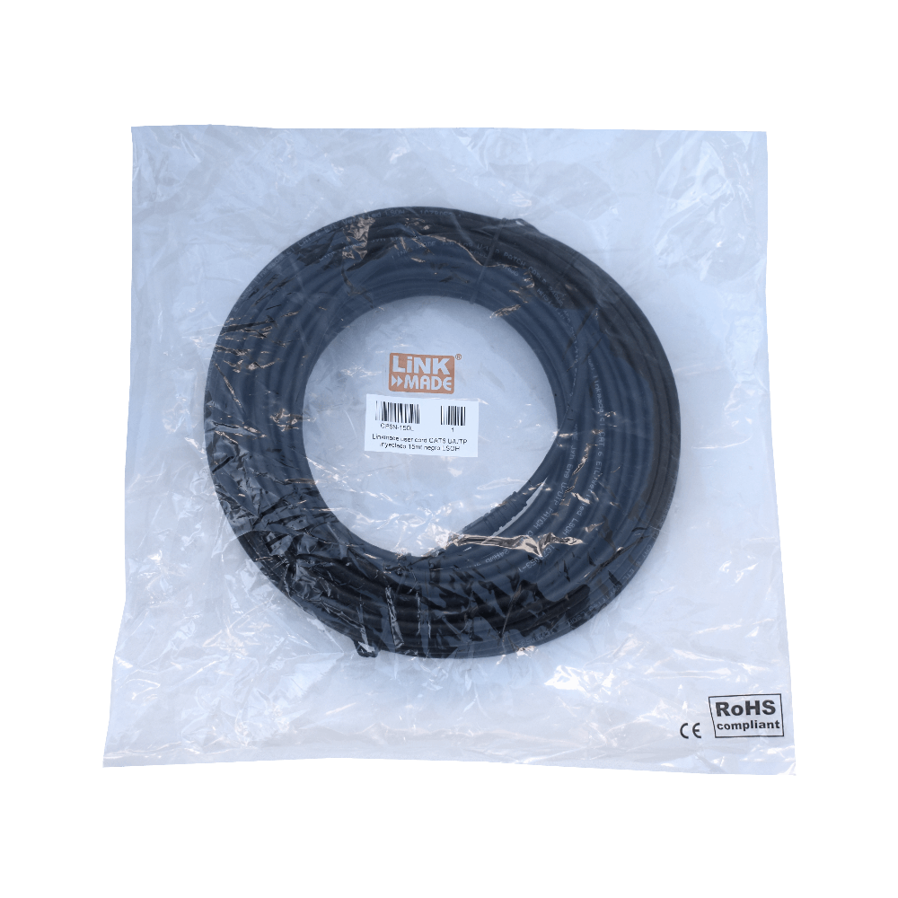 Cable Patch LINKMADE Cat6 U/UTP Negro LSZH, 15m, Inyectado, Multifilar 2