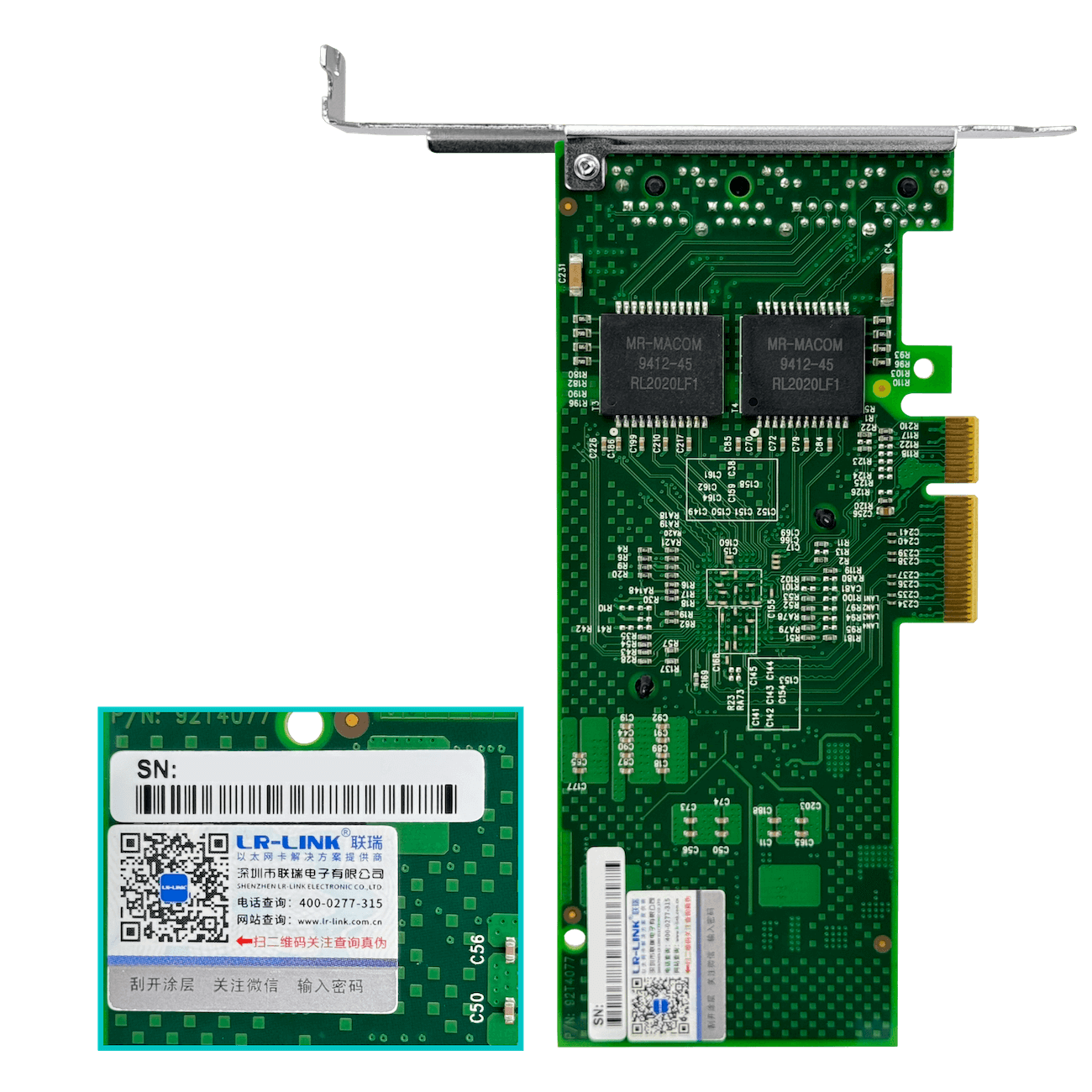 Tarjeta de Red PCIe x4 LR-LINK LREC9704HT - Cuatro Puertos Gigabit Ethernet, Intel 82580 3
