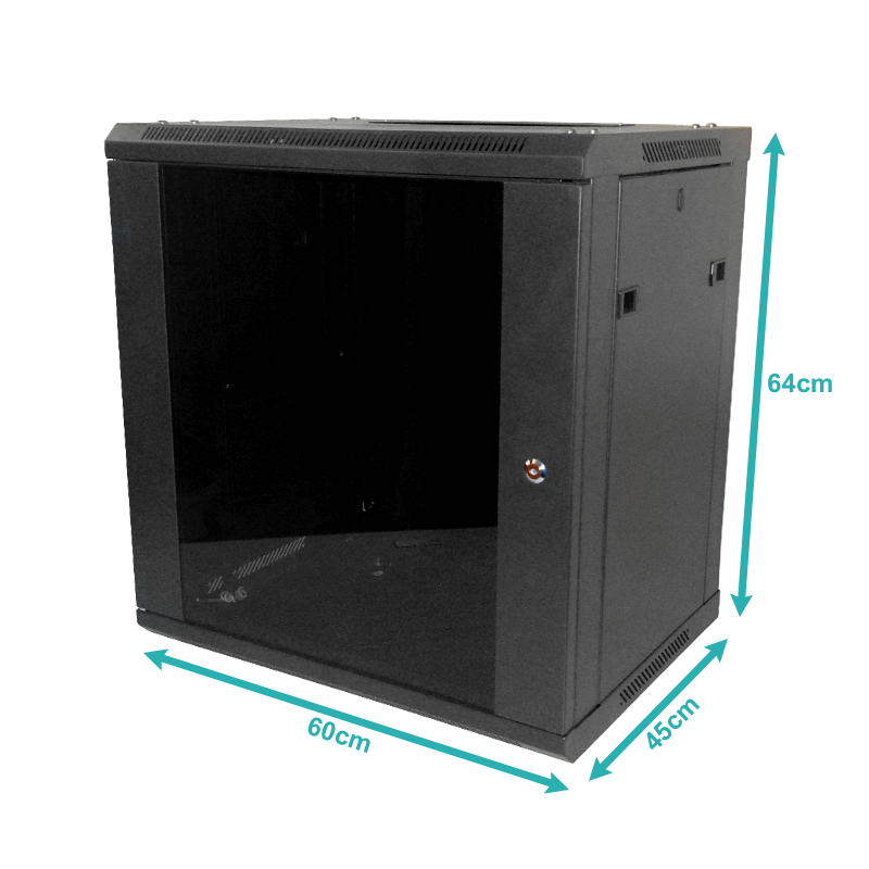 Gabinete Pared LINKMADE RK12-4L 12U Fondo 45cm Negro Incluye M6-4KIT y 2U 1