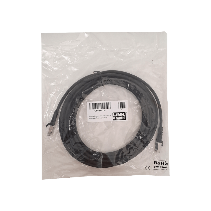 Cable Patch LINKMADE Cat6 S/FTP 7mt Negro LSZH Inyectado Multifilar 1