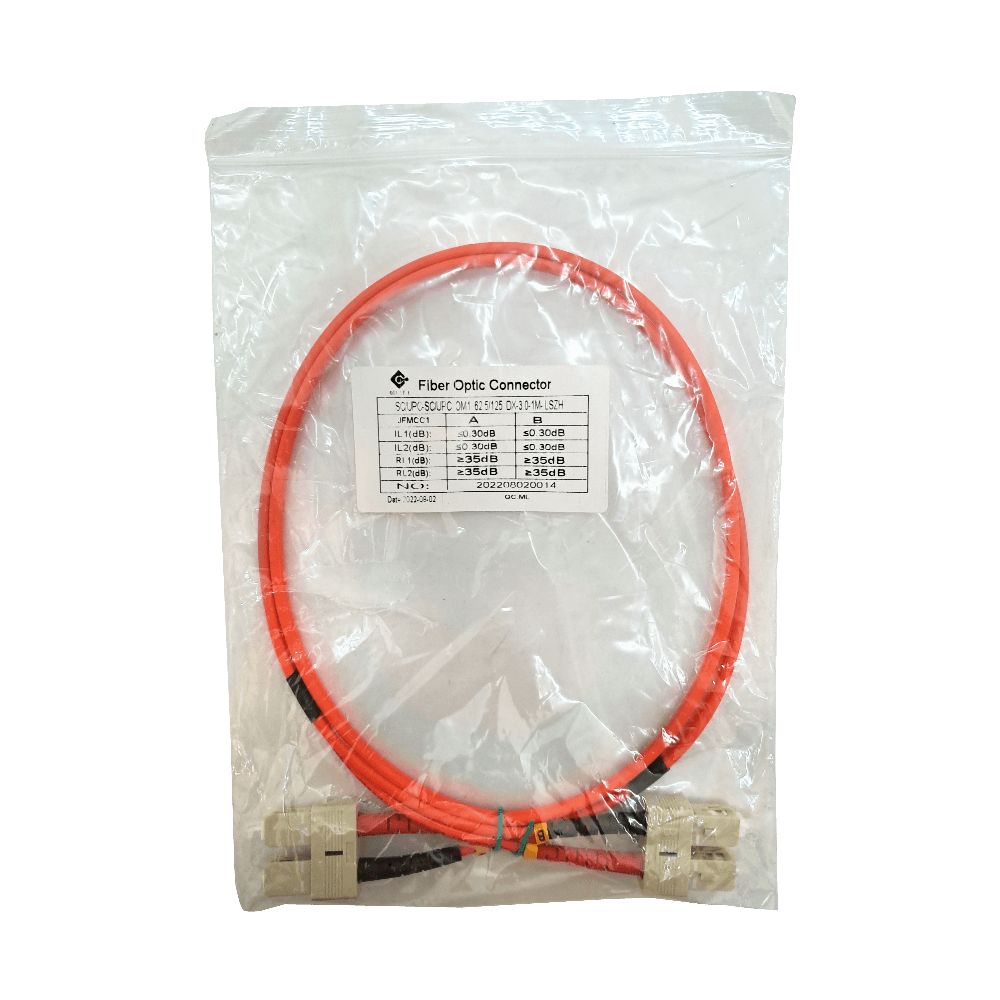 1mt SC-SC OM1 MultiModo MM Duplex Jumper Fibra 62.5/125um 3mm LSZH 3