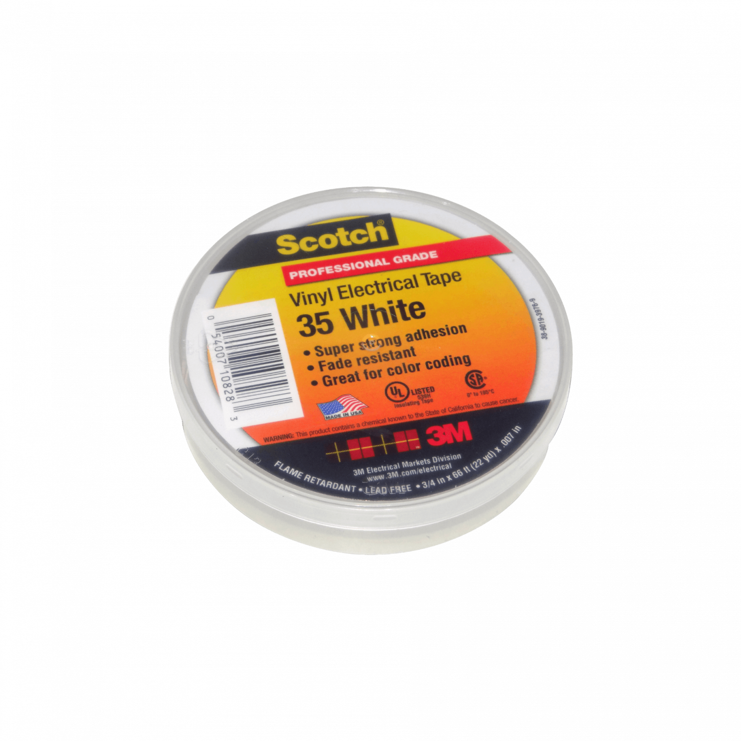 3M Cinta Blanca 19mm x 20mt 0,178mm 3/4pulg Vinilo Retarda-Fuego 1