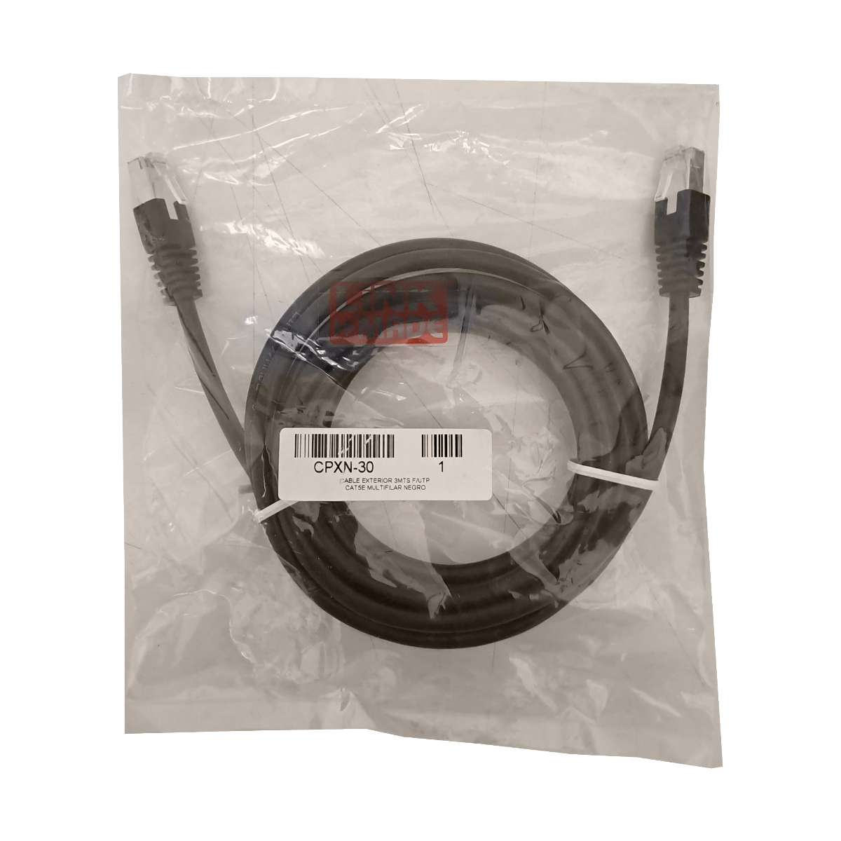 Cable Exterior LINKMADE Cat5e SF/UTP 3mt Negro Multifilar 1