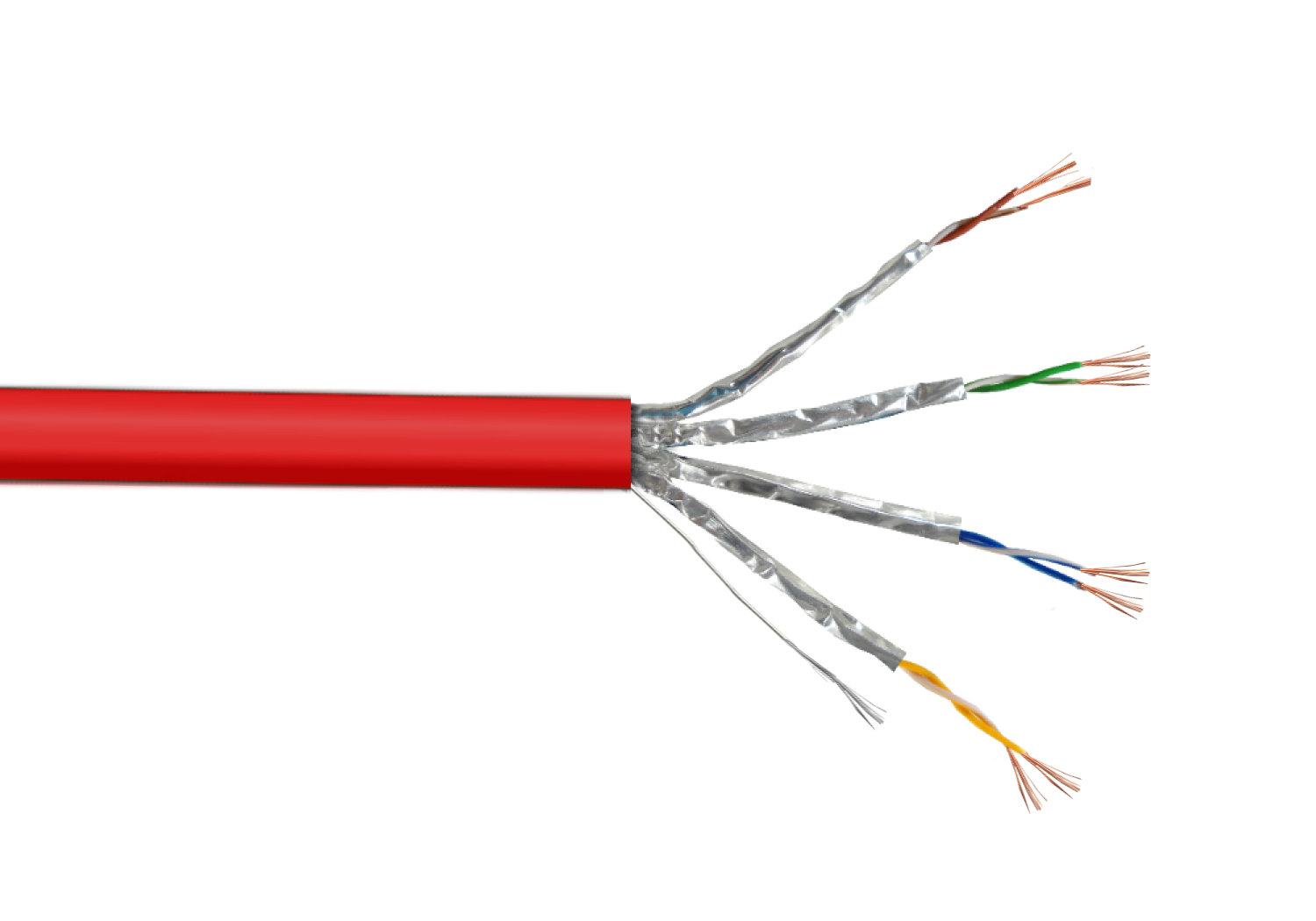 Pack x4 Cable Patch LINKMADE Cat6a U/FTP 0.5mt Rojo LSZH Inyectado Multifilar 4