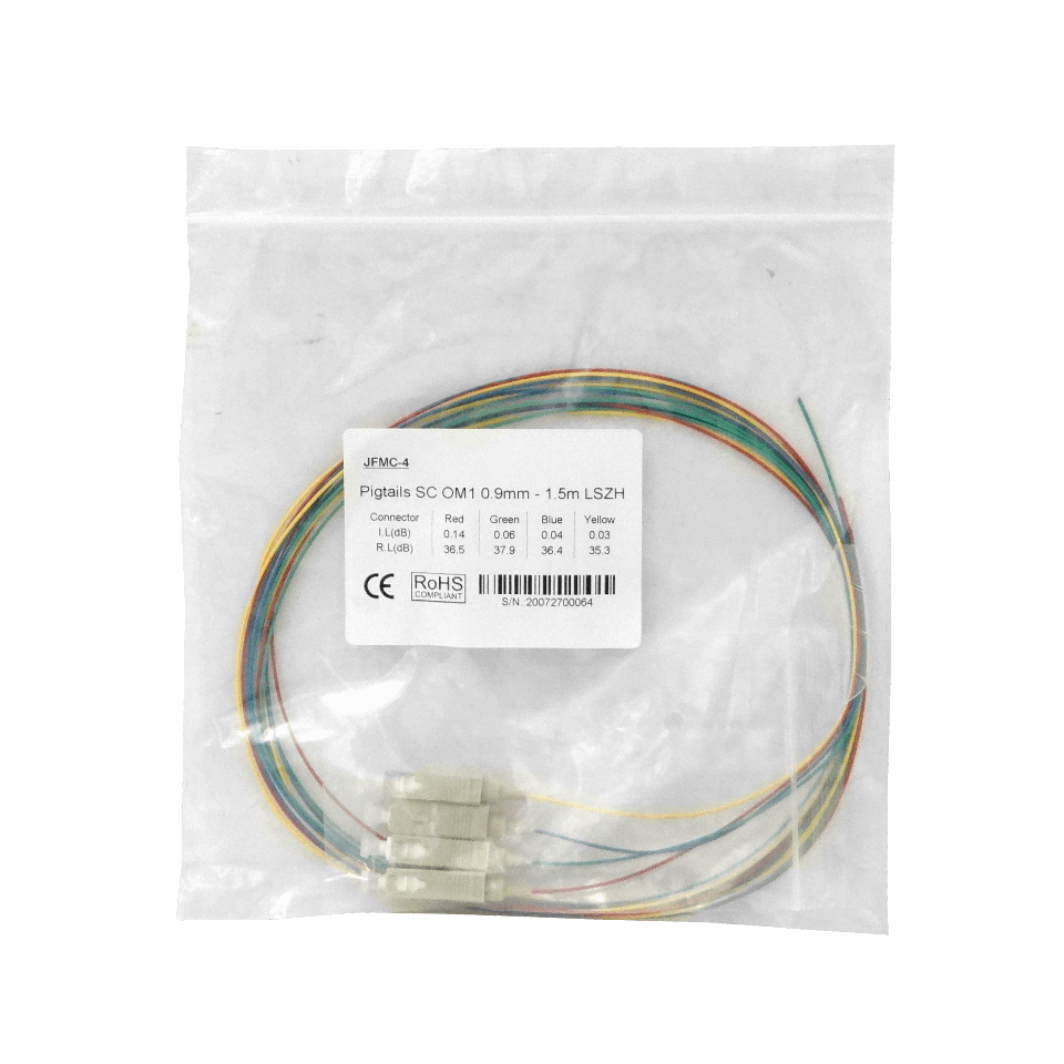 Pigtail de Fibra Óptica Multimodo OM1 SC/UPC 62.5/125µm 1.5m LSZH - Paquete de 4 Unidades - JFMC-4 2