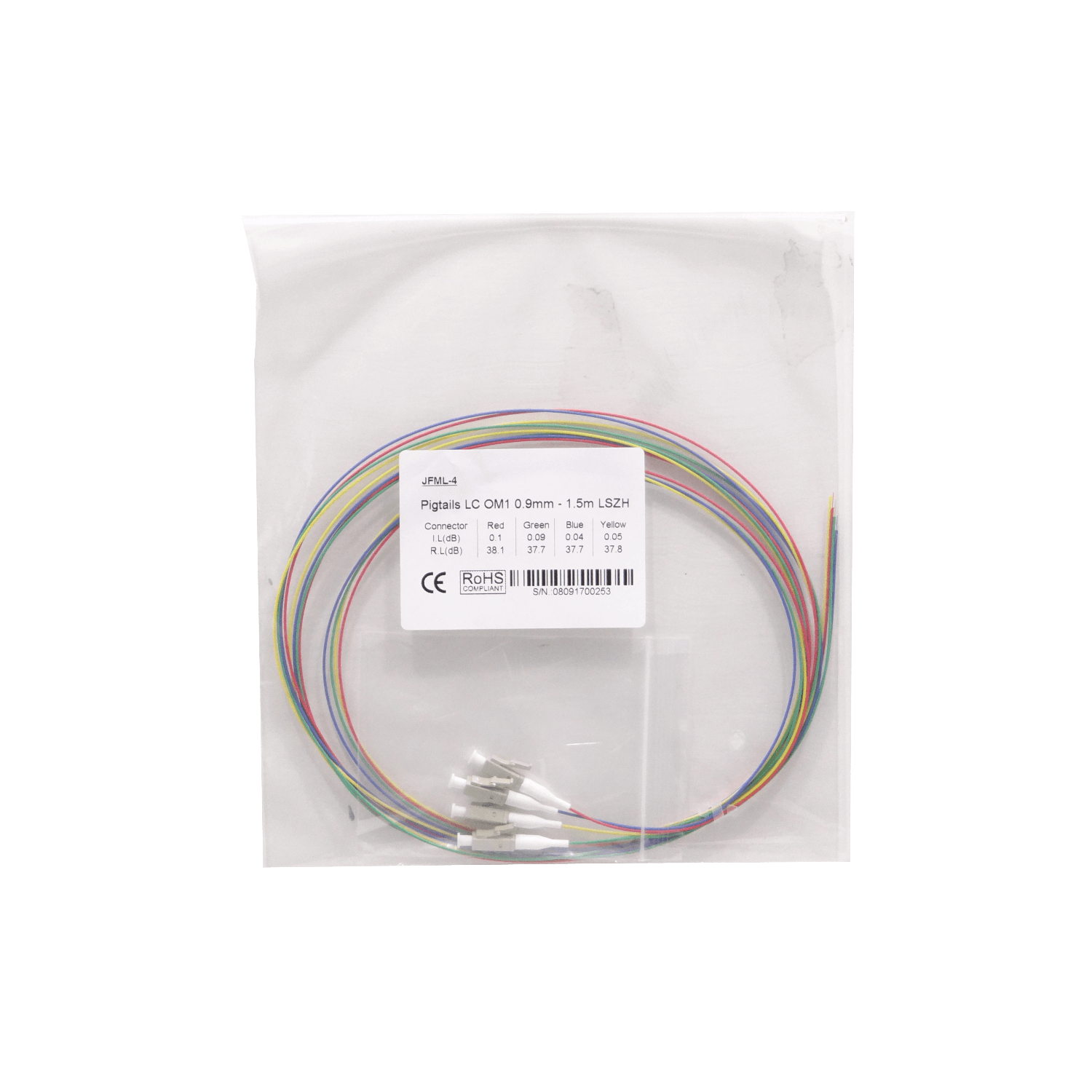 LC/UPC OM1 Multimodo 1,5mt 4-Unidades Pigtail 62.5/125um 0,9mm 150cm 2
