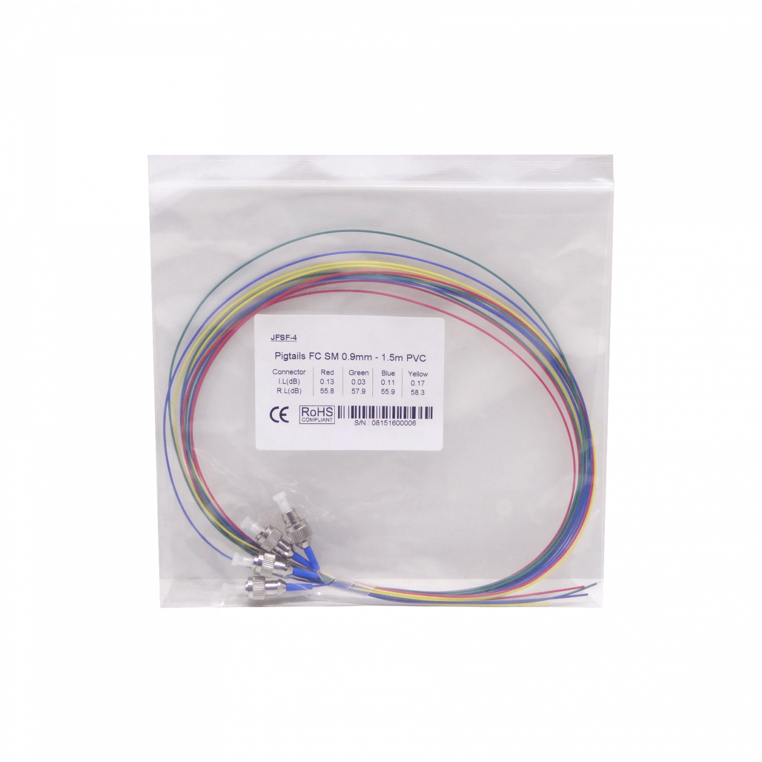 FC/UPC SM 1,5mt 4-unidades Pigtail 150cm 0,9mm 1.5mt MonoModo 9/125um 1