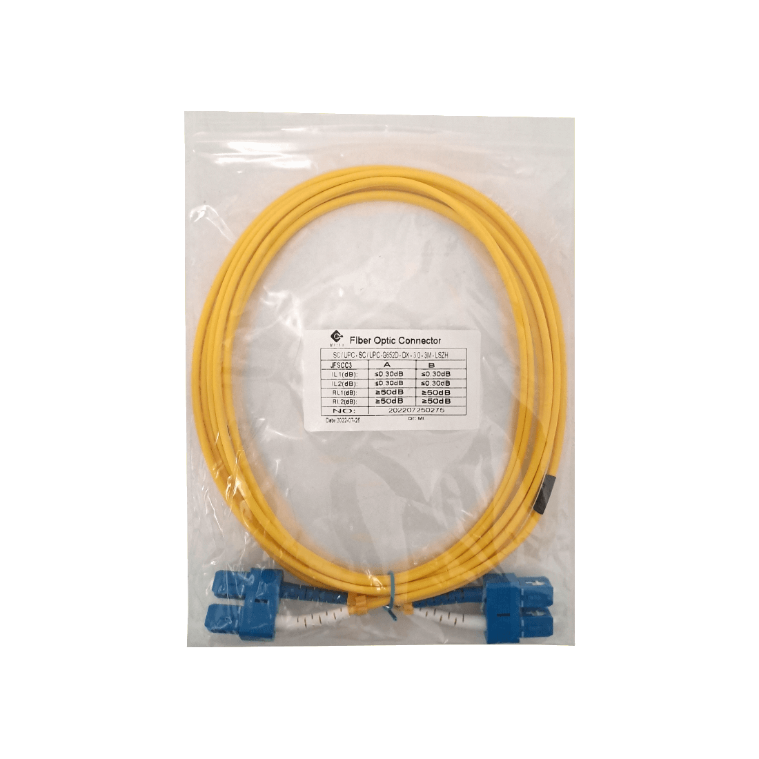 3mt SC-SC/UPC MonoModo SM Duplex Jumper Cable Fibra 9/125um 3mm 2