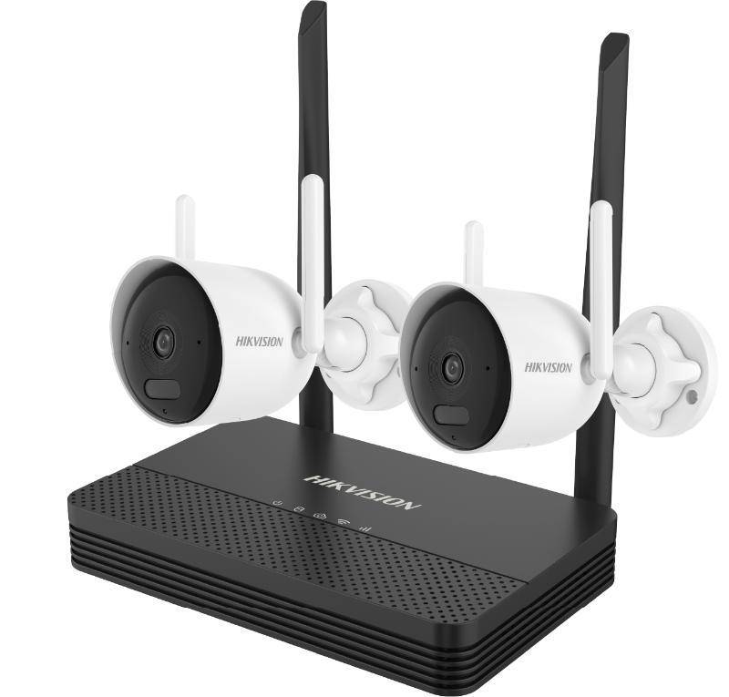 Kit de Videovigilancia Hikvision NKS422WBH, NVS WiFi 4 canales, 2 camaras IP 2 MP, RJ45 10/100 1