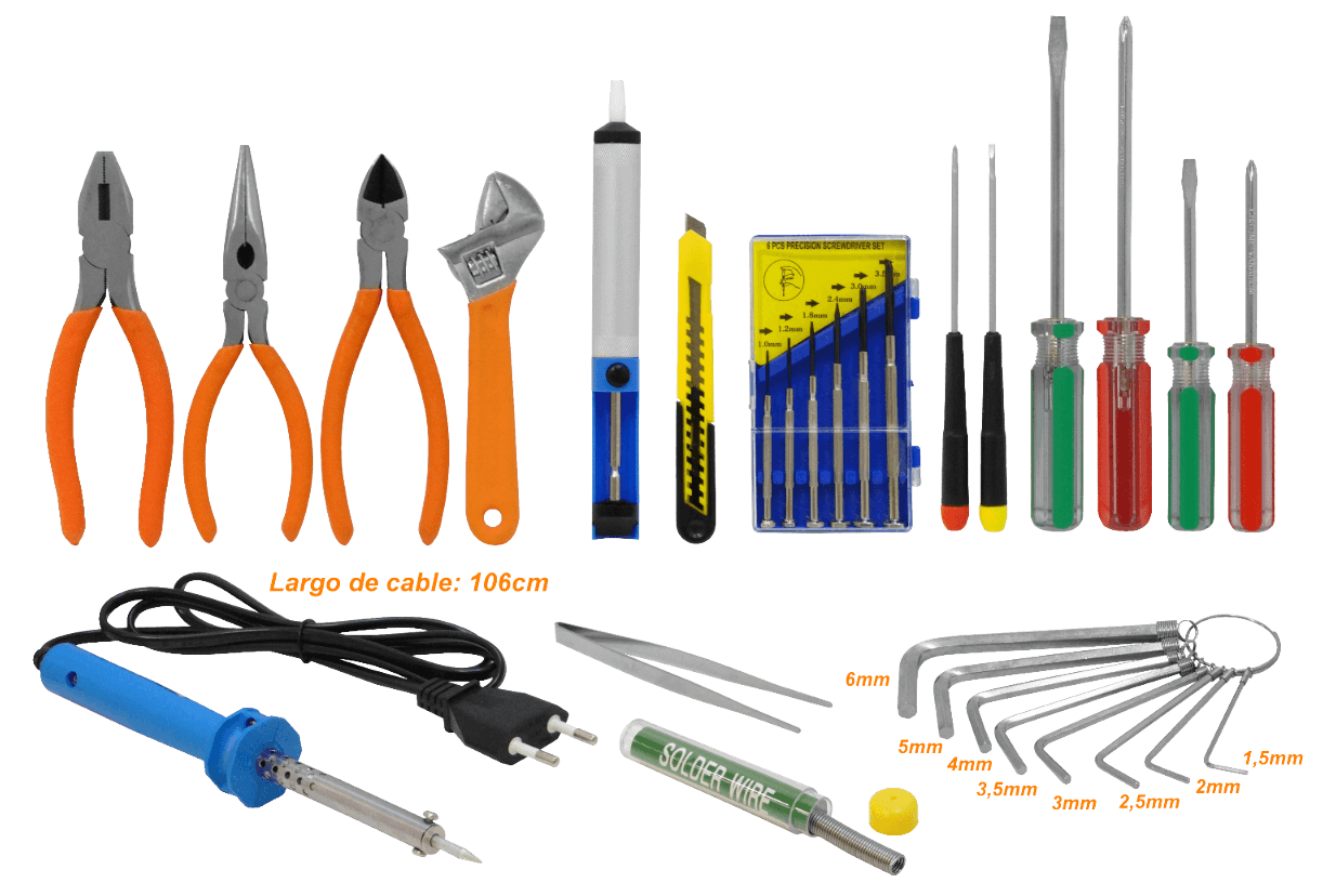 Kit Herramientas Mantencion Electronico Cautin-30W 17-Piezas 3