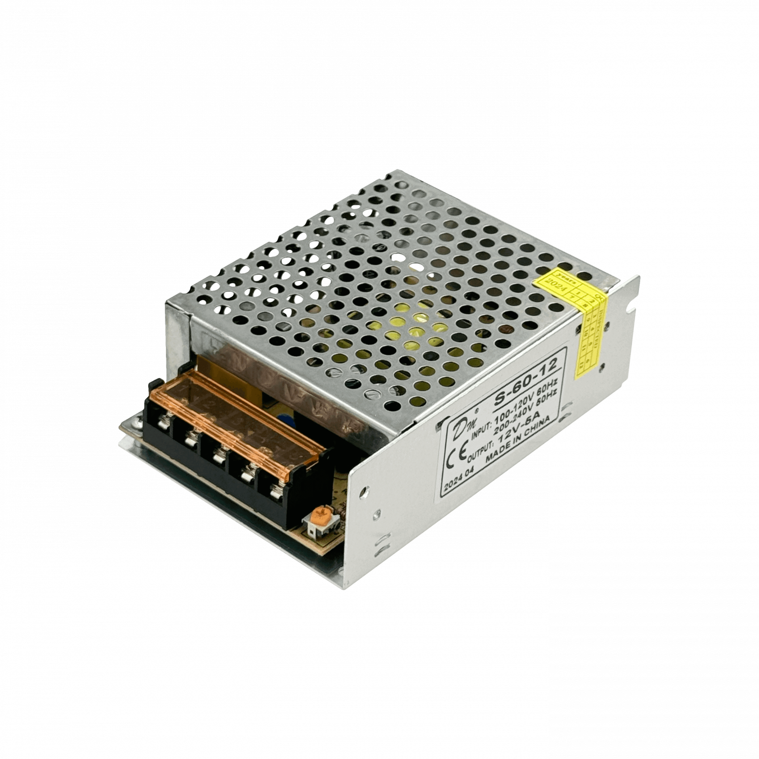 Fuente de Poder Open Frame 12VDC 5A 60W, IP20 Ajustable, Interior 100-240V 4