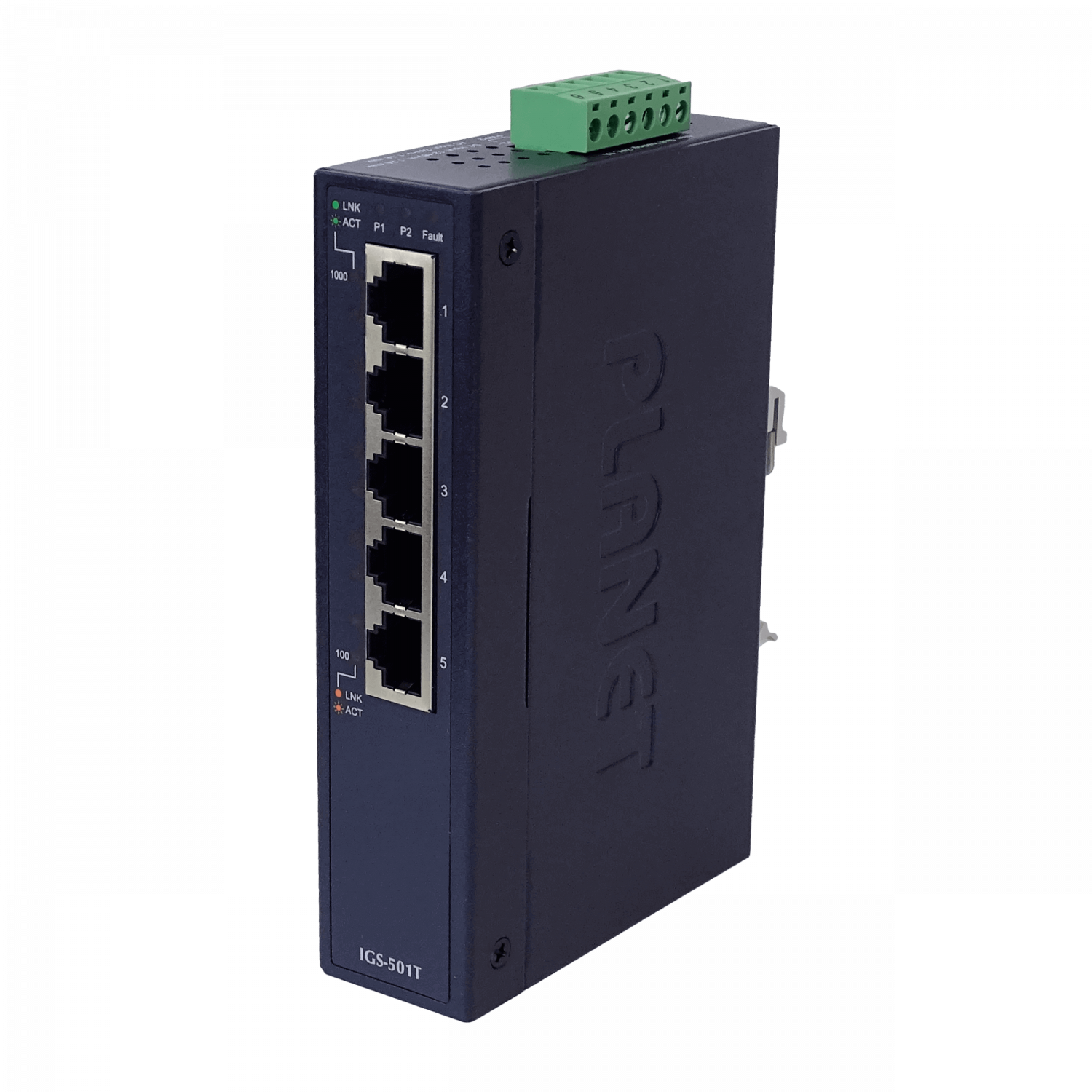 PLANET 5-1000 IP30 Switch Industrial Riel-DIN Gigabit req/12-48VDC 4
