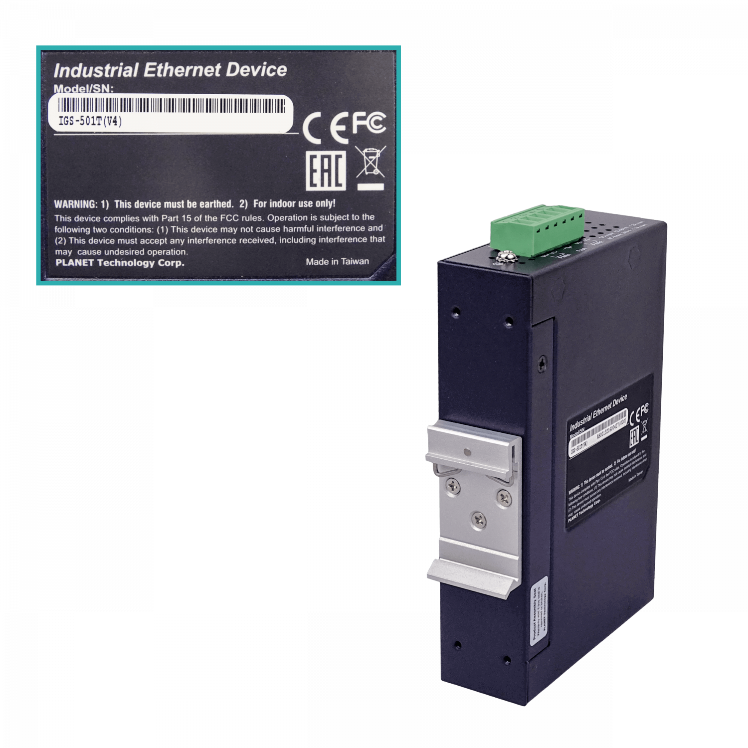 PLANET 5-1000 IP30 Switch Industrial Riel-DIN Gigabit req/12-48VDC 6