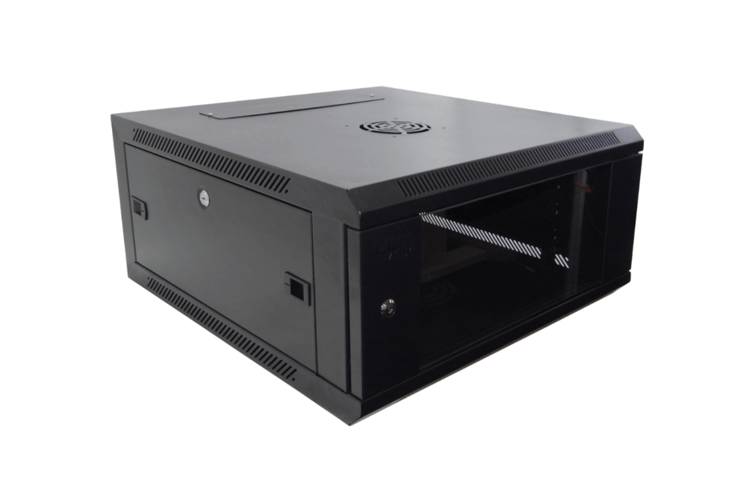 Gabinete Pared LINKMADE RK04-6L 4U Fondo 60cm Negro con Puerta de Vidrio 3