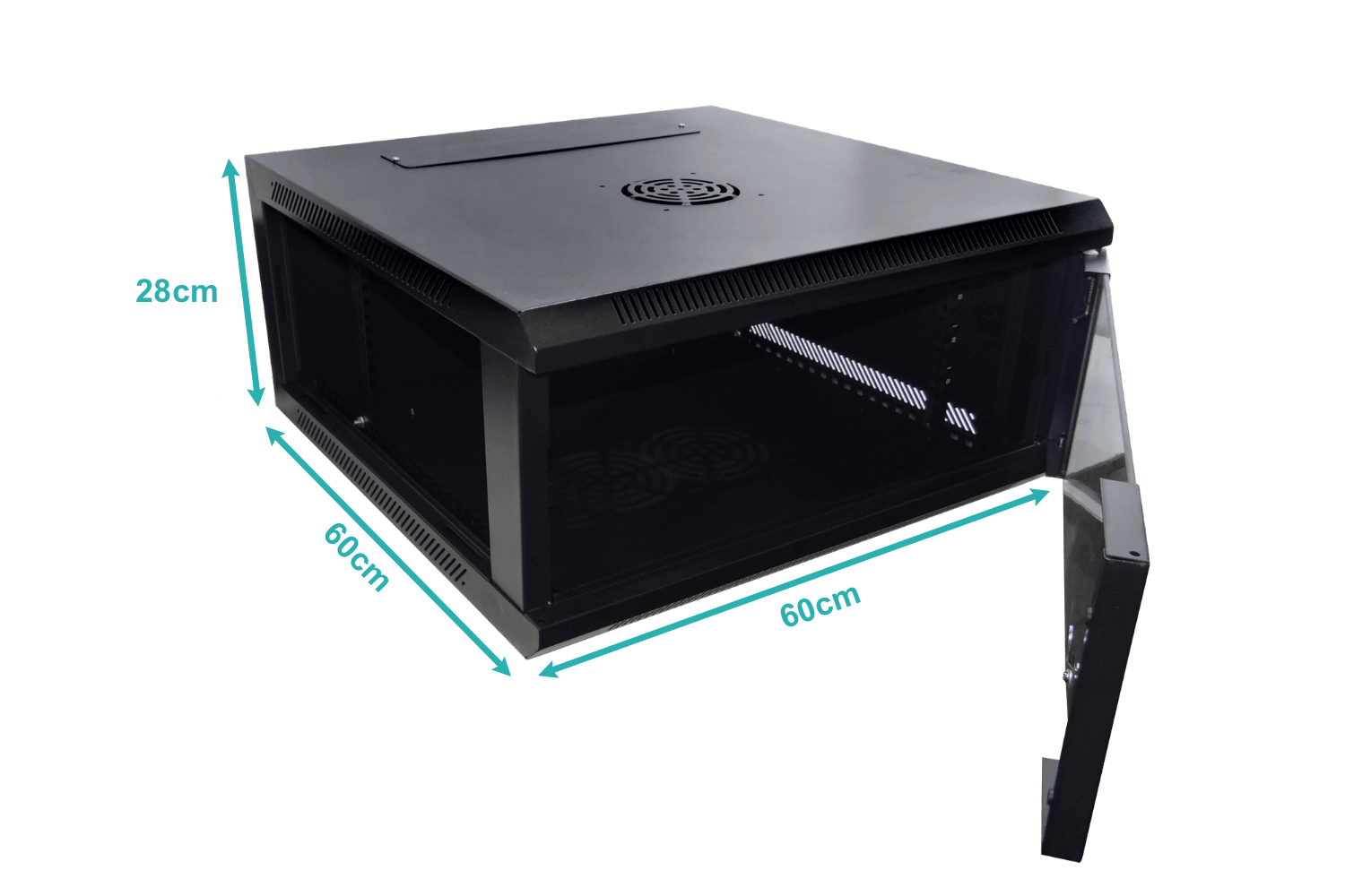 Gabinete Pared LINKMADE RK04-6L 4U Fondo 60cm Negro con Puerta de Vidrio 5