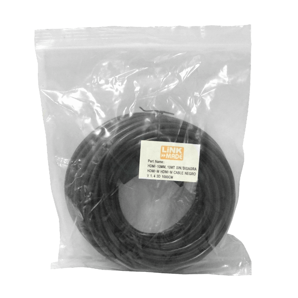 Cable HDMI 10m 720p v1.4, HDMI-M a HDMI-M, Negro, 3D, sin Bisagra 3