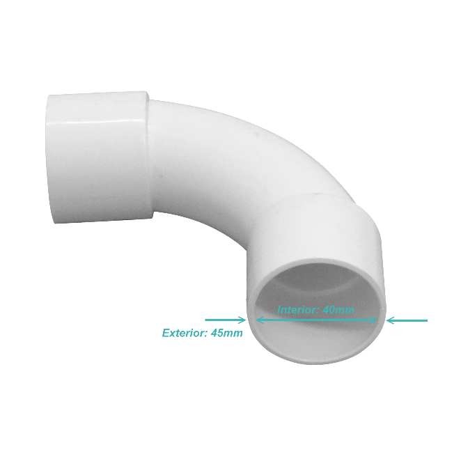 Codo curva LinkChip PVC40-C 40mm blanco para tubo PVC 1