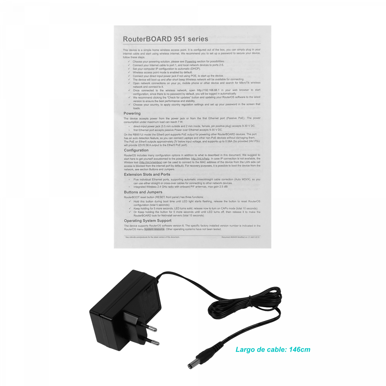 MIKROTIK 1W 2,4GHZ 2,5dBi 5-100 1-USB inc-24V PoE-in-out(P5)/8-30V 5
