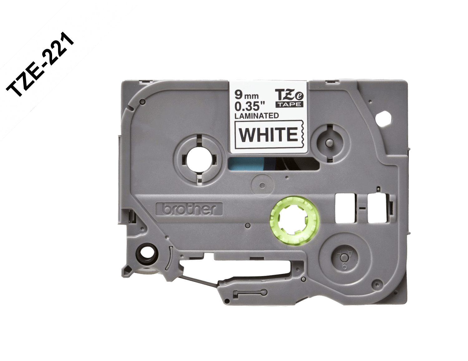 Cinta negro sobre blanco 9 mm (0,35