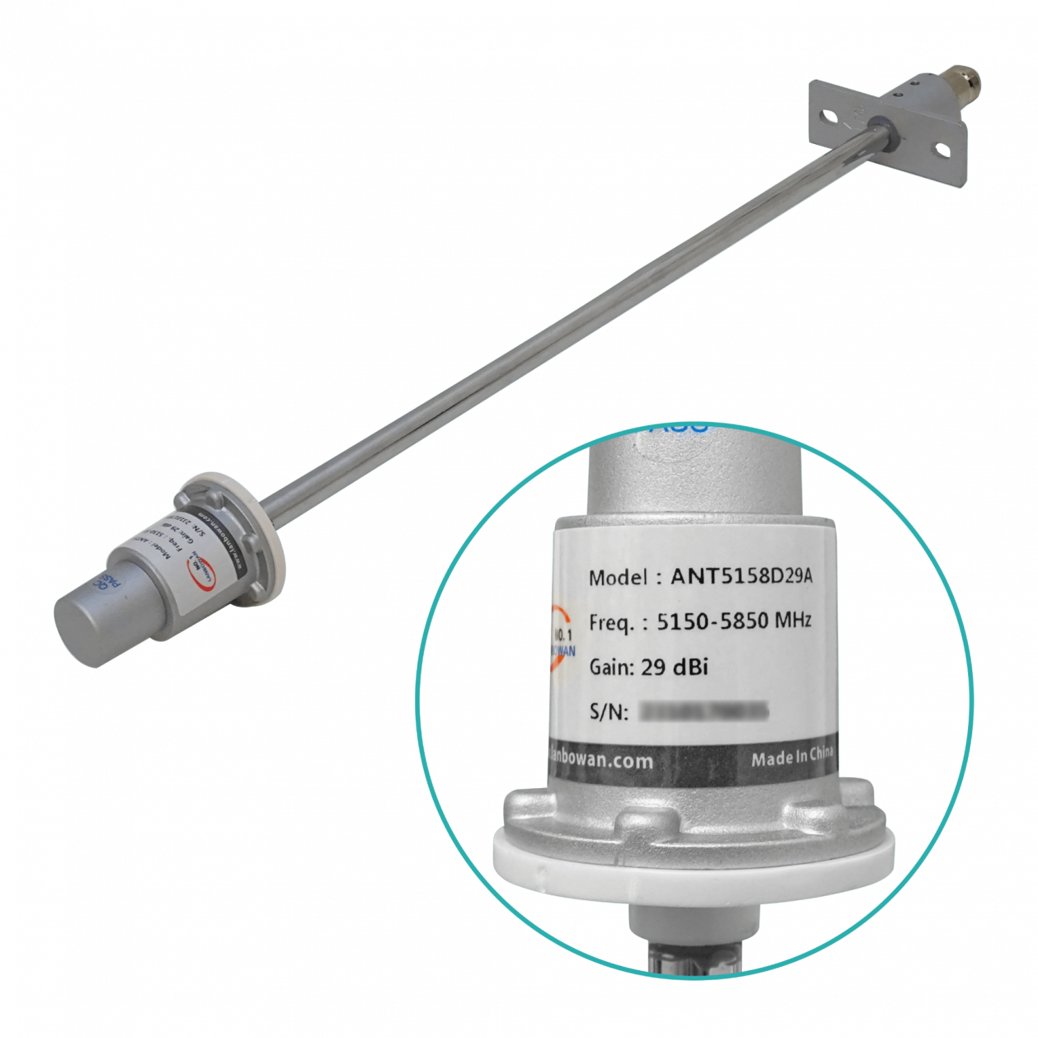 Antena Grilla 29dBi 5GHz 5,15-5,85GHz 4ºx6º N-H-30cm Armable 60x90cm 3