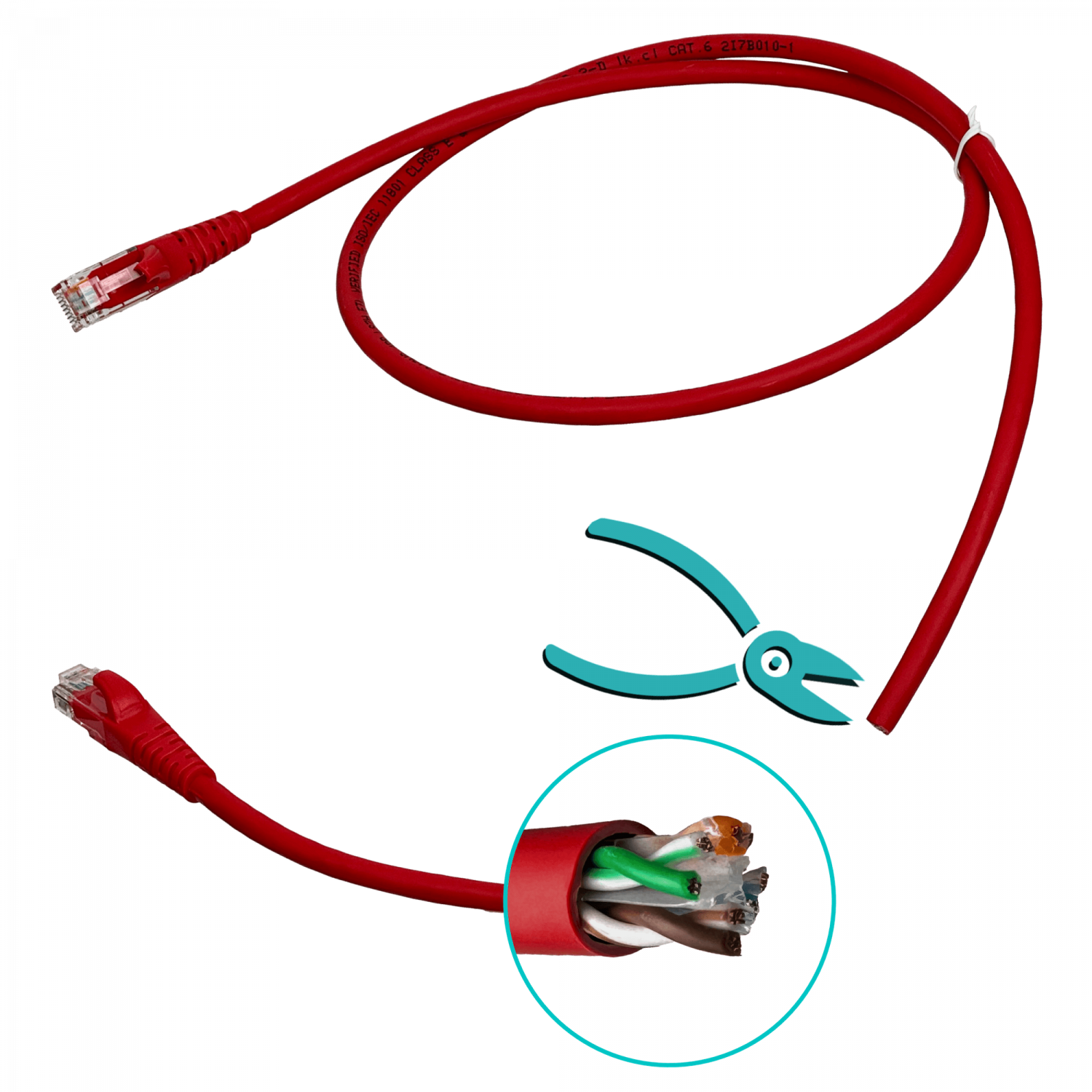 Cable Patch LINKMADE Cat6 Rojo LSZH 1 metro Inyectado Multifilar con Alta Estabilidad 3