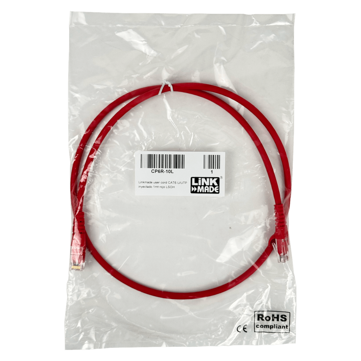 Cable Patch LINKMADE Cat6 Rojo LSZH 1 metro Inyectado Multifilar con Alta Estabilidad 4