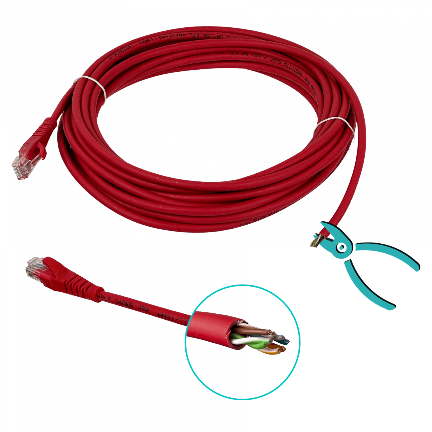 LINKMADE 7,5MT CAT5E ROJO LSZH CABLE PATCH INYECTADO MULTIFILAR 7.5 2