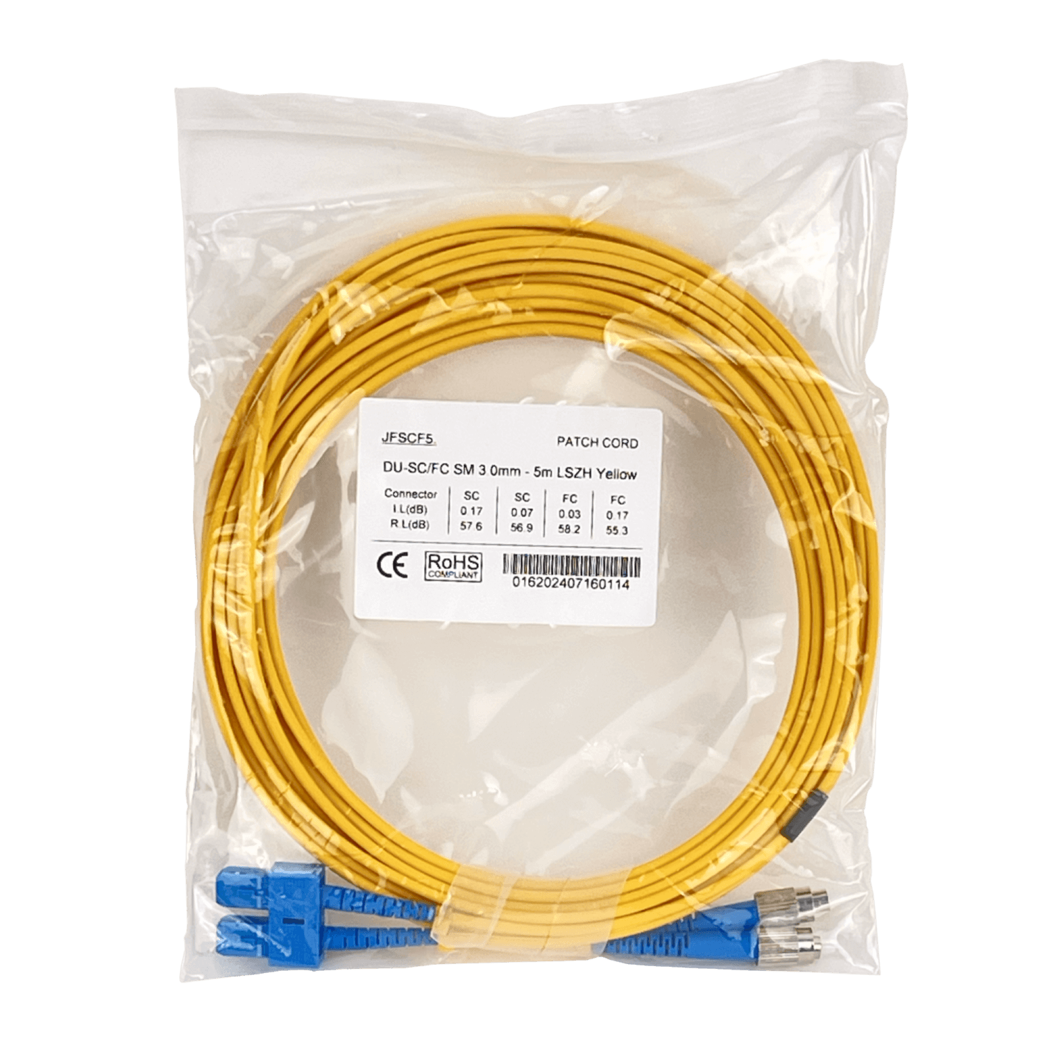 5mt SC-FC MonoModo SM Duplex Jumper Cable Fibra 2