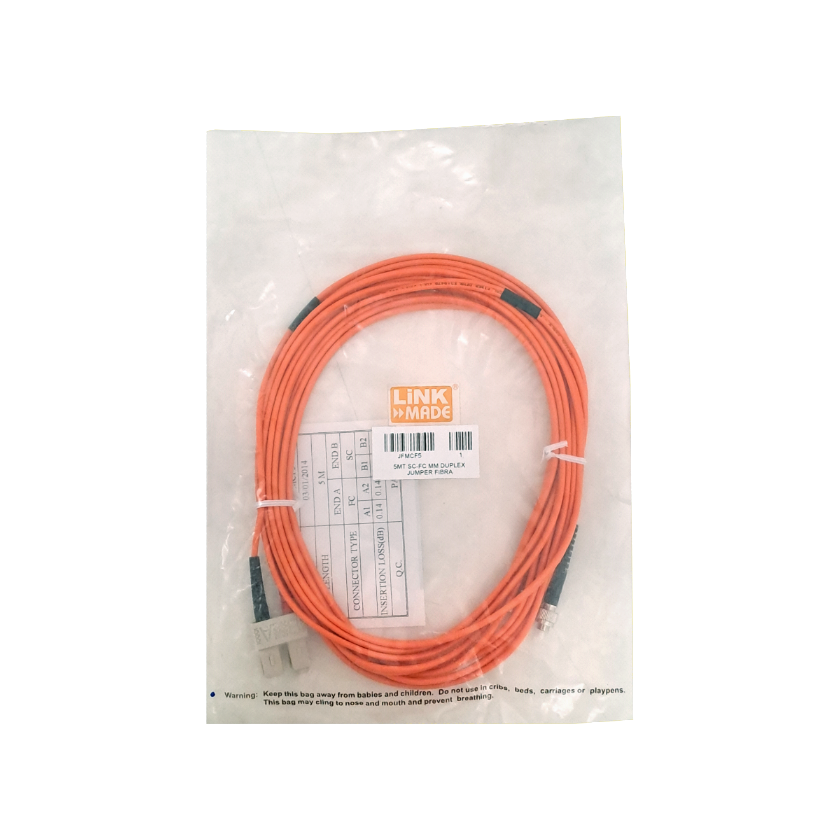 5mt SC-FC OM1 MultiModo MM Duplex Jumper Fibra 62.5/125um LSZH 1