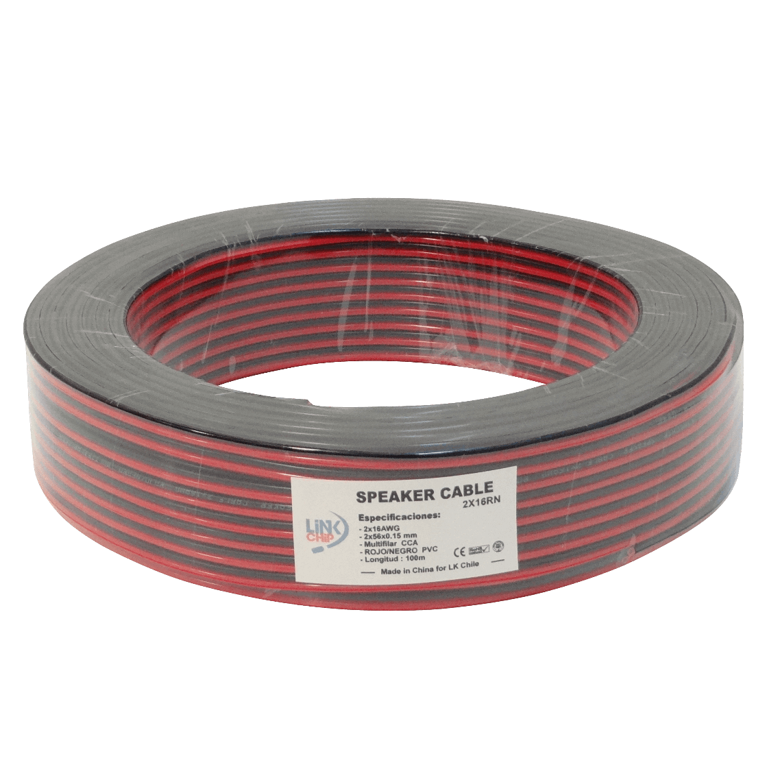 Cable Paralelo Rojo/Negro 2x16AWG CCA 2x1,0mm² Multifilar 100m 1