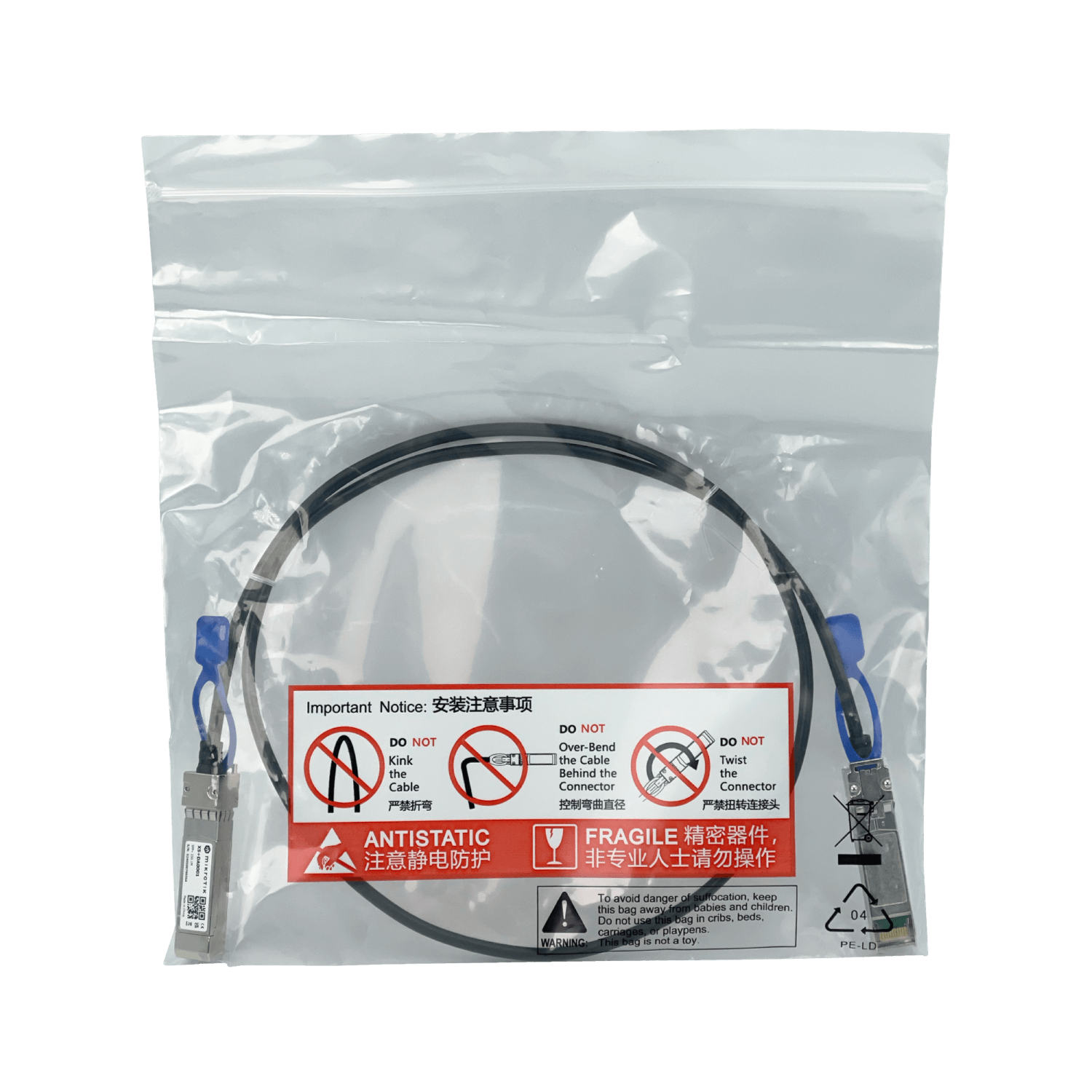 Cable Direct Attach MikroTik XS+DA0001, SFP 1G, SFP+ 10G, SFP28 25G, 1m, Alta Velocidad 1