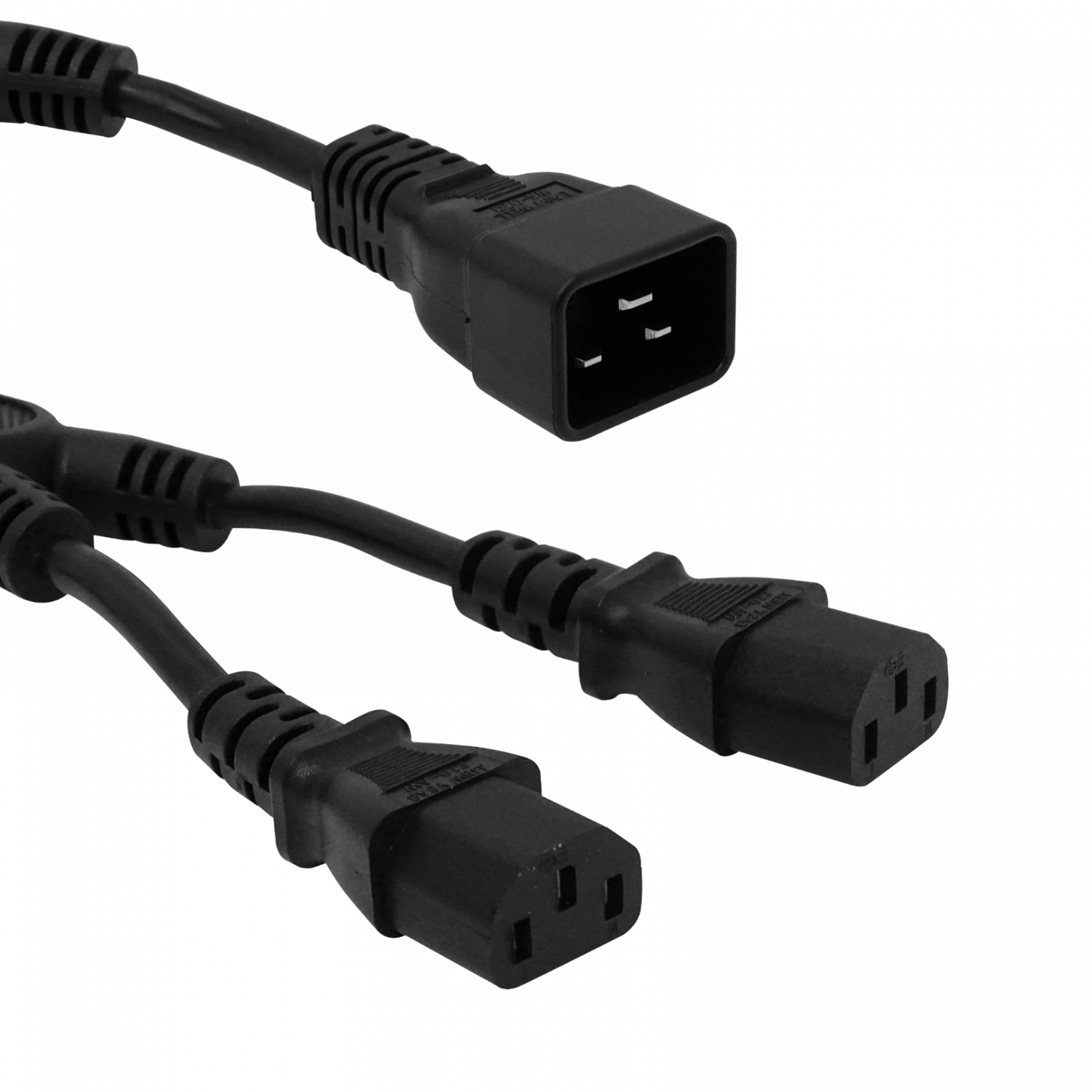 Cable de Poder 2-C13-Hembra-10A 1-C20-Macho-16A, 8+5cm Negro 1