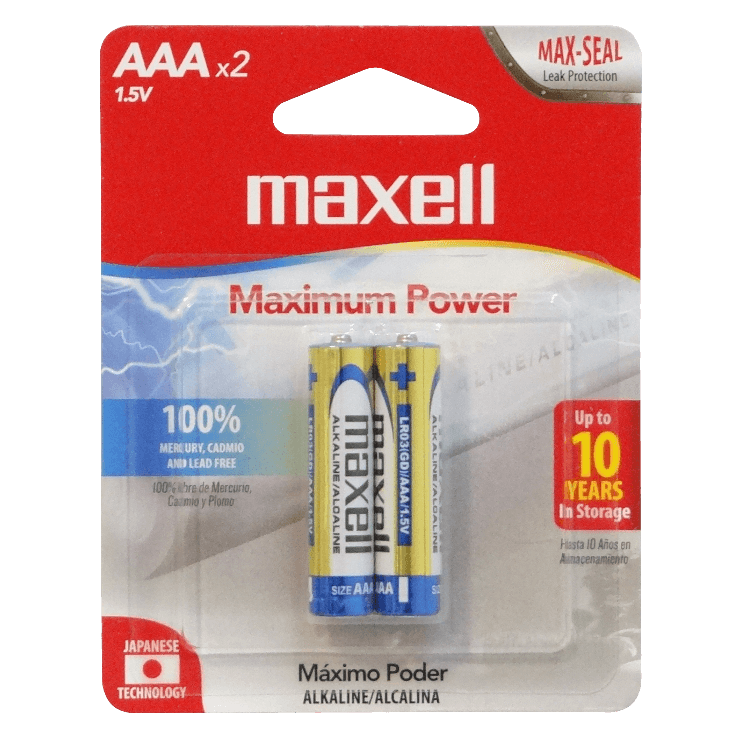 MAXELL 2-Pilas-AAA Alcalinas LR03 1.5V 1,5V LR03BP2 Alkaline Blister 1