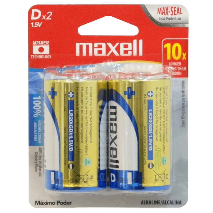 MAXELL 2-Pilas-D Alcalinas LR20 1,5V 1.5V Alkaline Blister 1