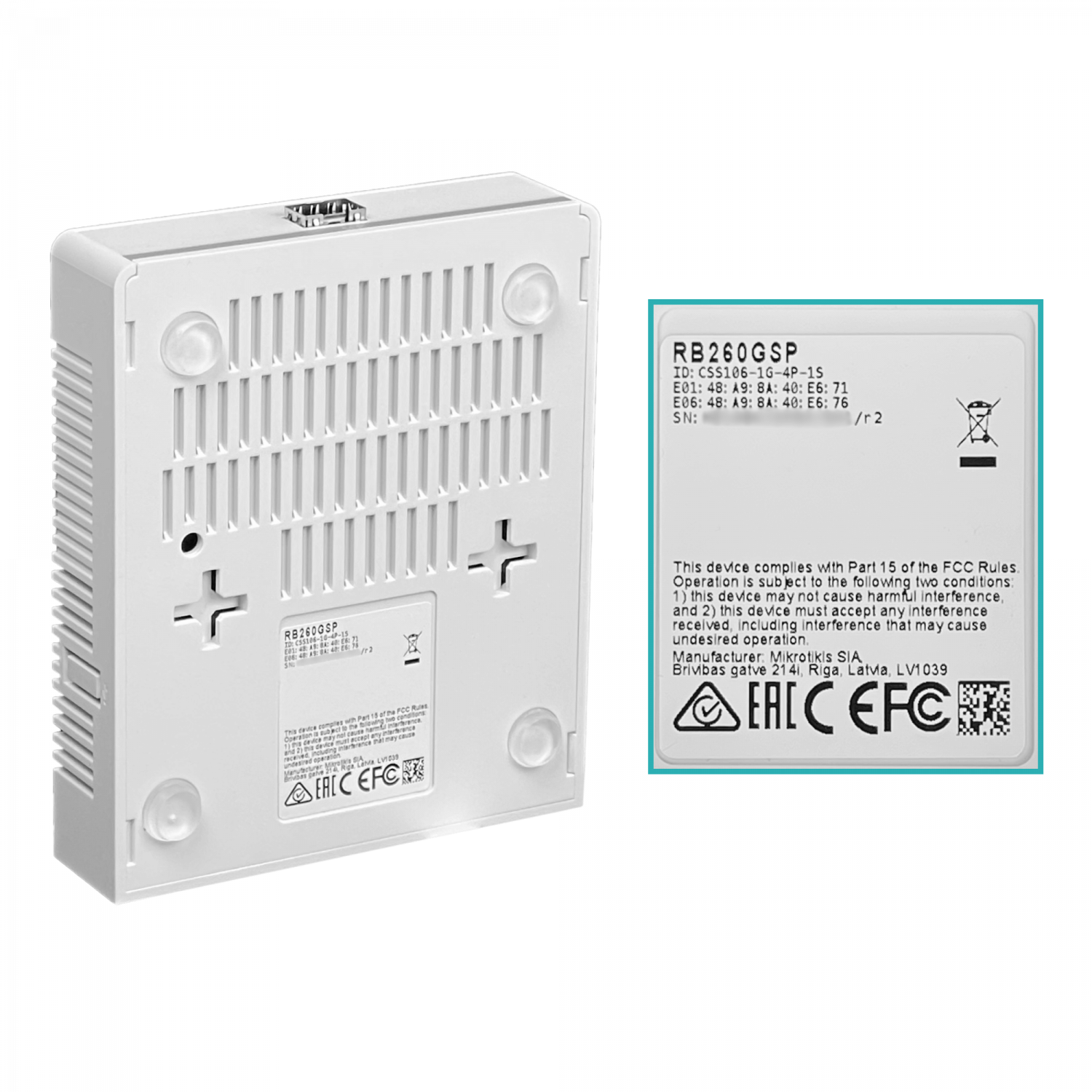 Switch Gigabit 5 Puertos, MikroTik RB260GSP, PoE, 1 SFP, VLAN, SwOS, Compacto, No Administrable 6