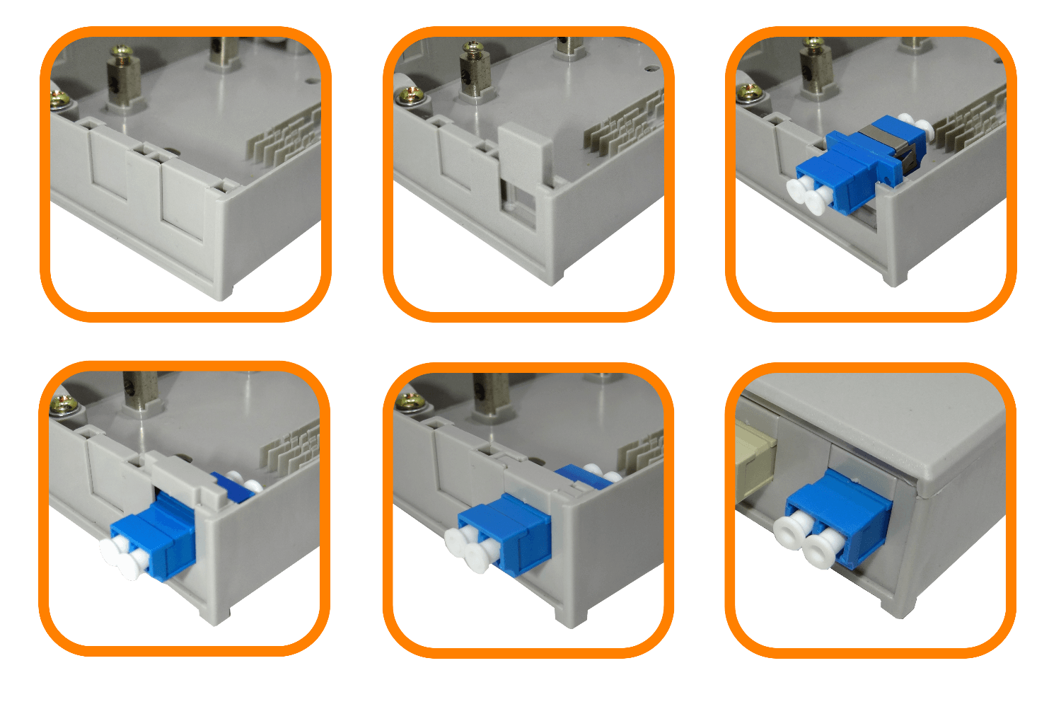 Caja de Terminación de Fibra Óptica 6 Puertos IP20 Gris - BOX-6C 7