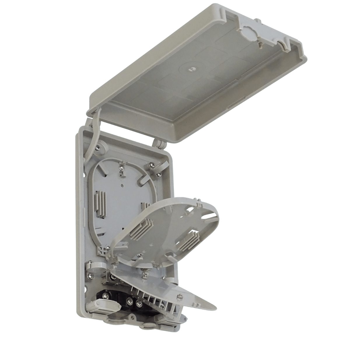 Caja NAP de Fibra Óptica 24 Puertos IP52 Gris - BOX-24C 1