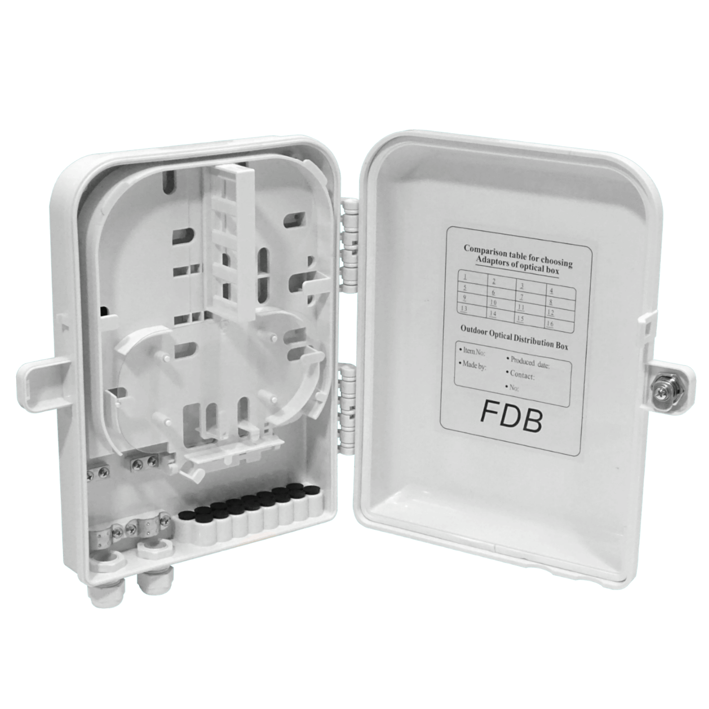 Caja NAP de Fibra Óptica 16 Puertos IP65 Blanca - BOX-2-16C 4