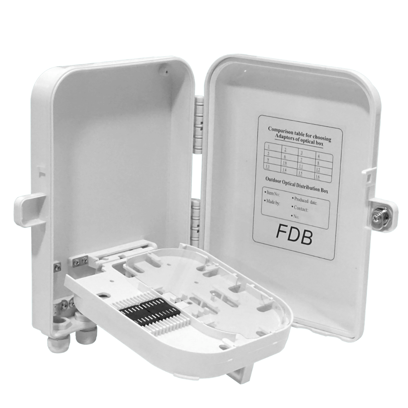 Caja NAP de Fibra Óptica 16 Puertos IP65 Blanca - BOX-2-16C 8