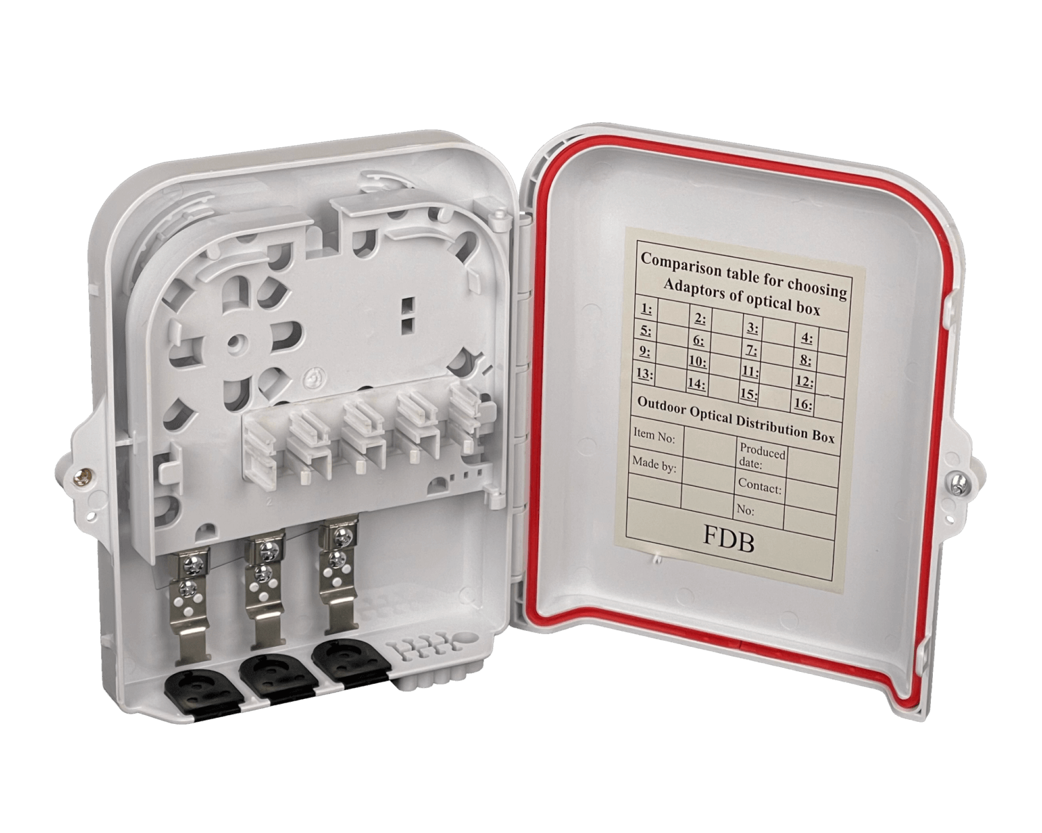 Caja NAP de Fibra Óptica 8 Puertos IP65 Blanca - BOX-2-8C 7