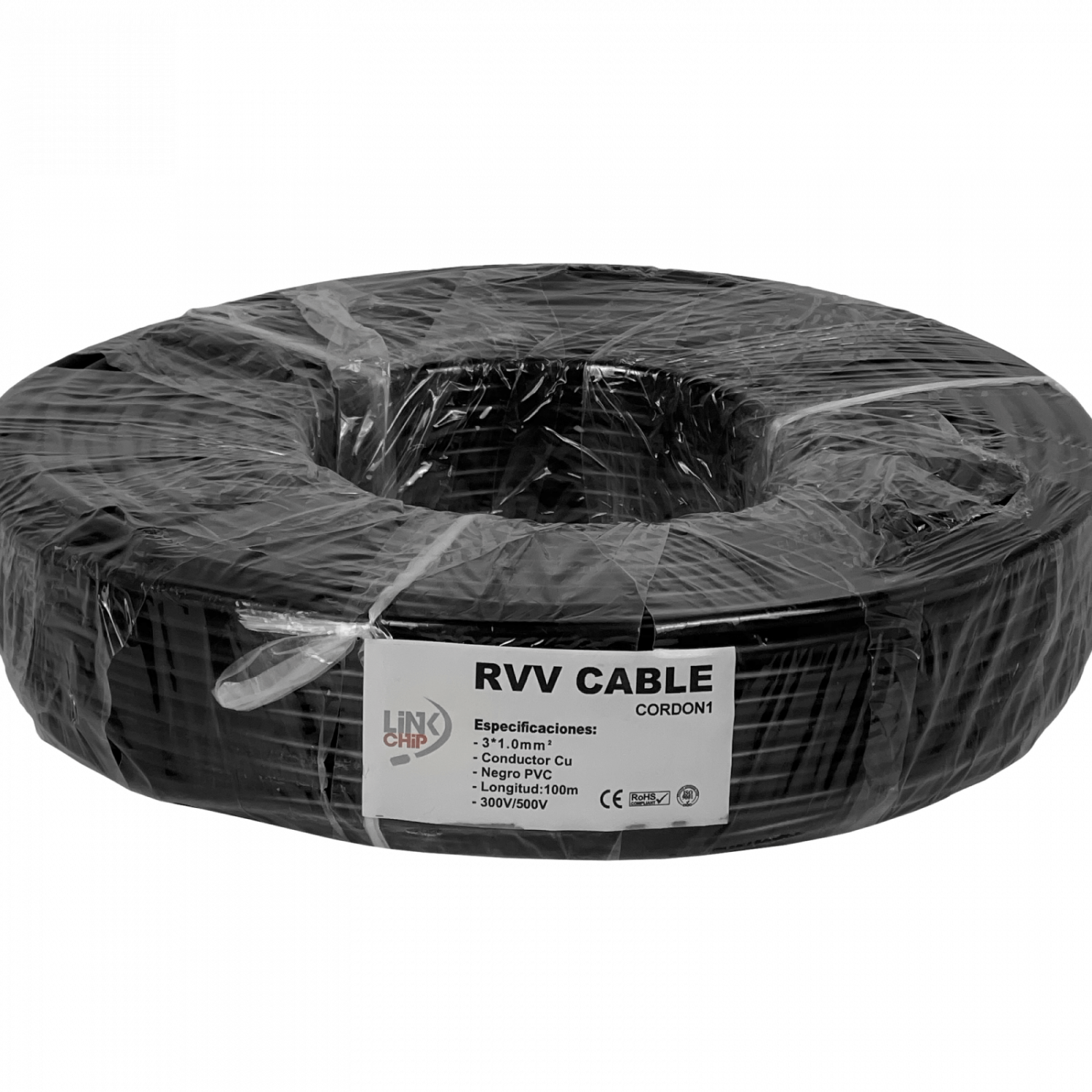 Cable Eléctrico Negro RVV 3x1,0mm² 8-10A AWG17 100m 1