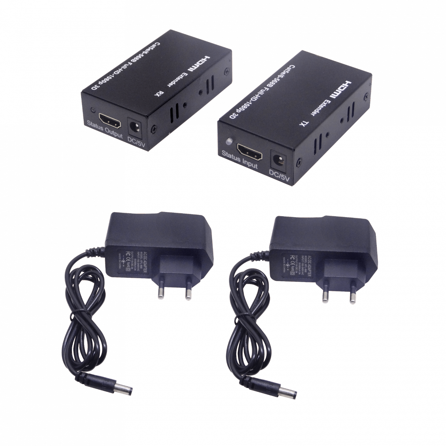 Extensor HDMI 1080p UTP Cat5e/Cat6 hasta 60m, con Fuente 12V 2A 4