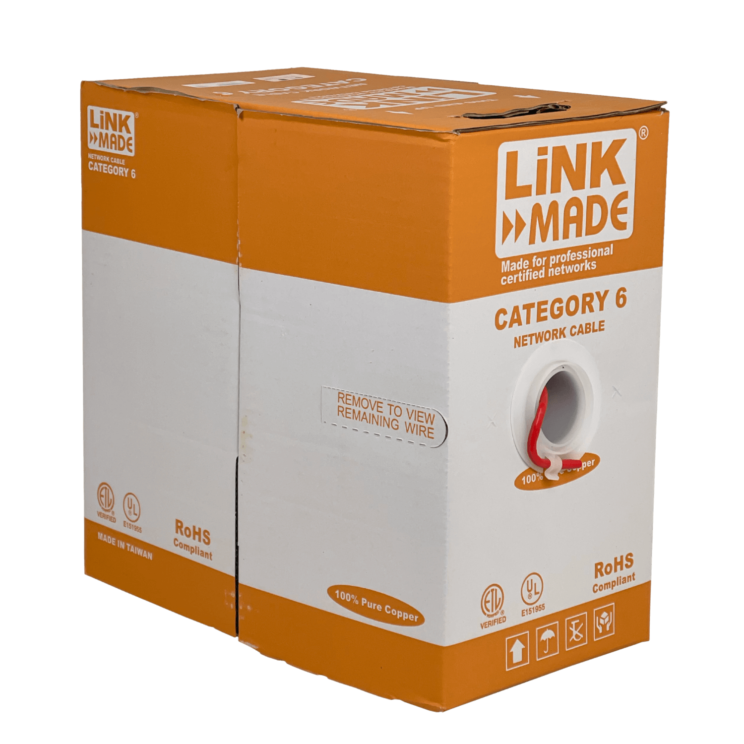 Caja Cable LINKMADE Cat6 UTP Rojo 305mt Unifilar Cobre 4