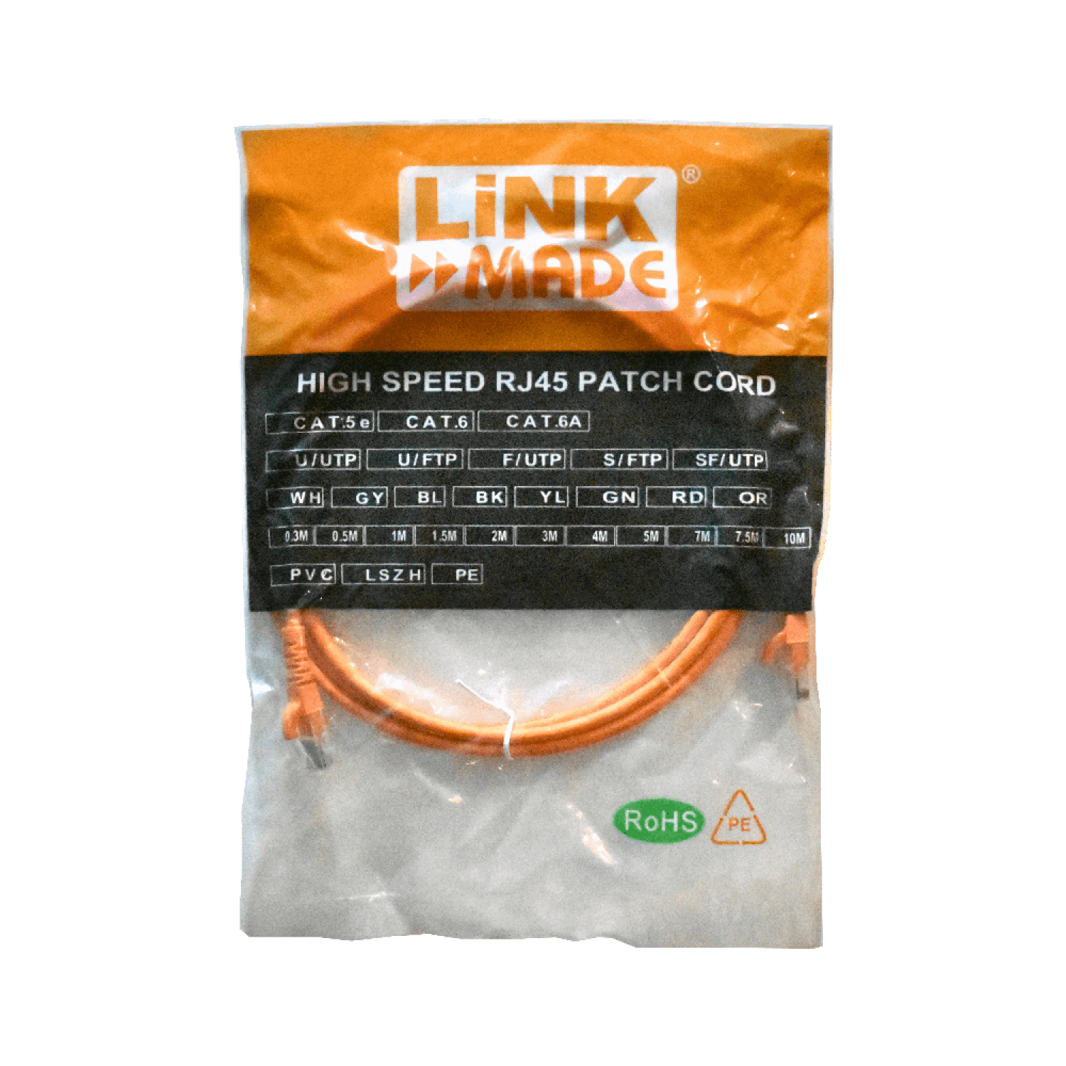 Cable Patch LINKMADE Cat6 Naranjo LSZH 2m Inyectado Multifilar para Redes Profesionales 1