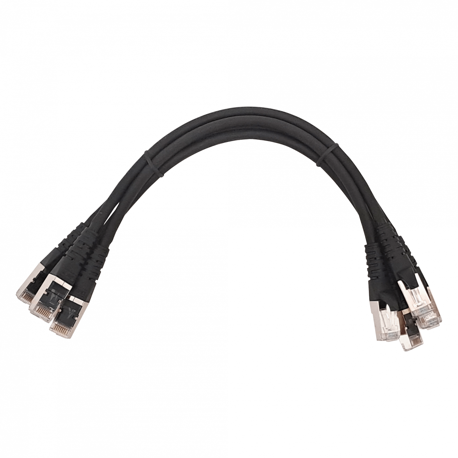 Pack x4 Cable Patch LINKMADE Cat6 S/FTP 30cm Negro LSZH Inyectado Multifilar 3