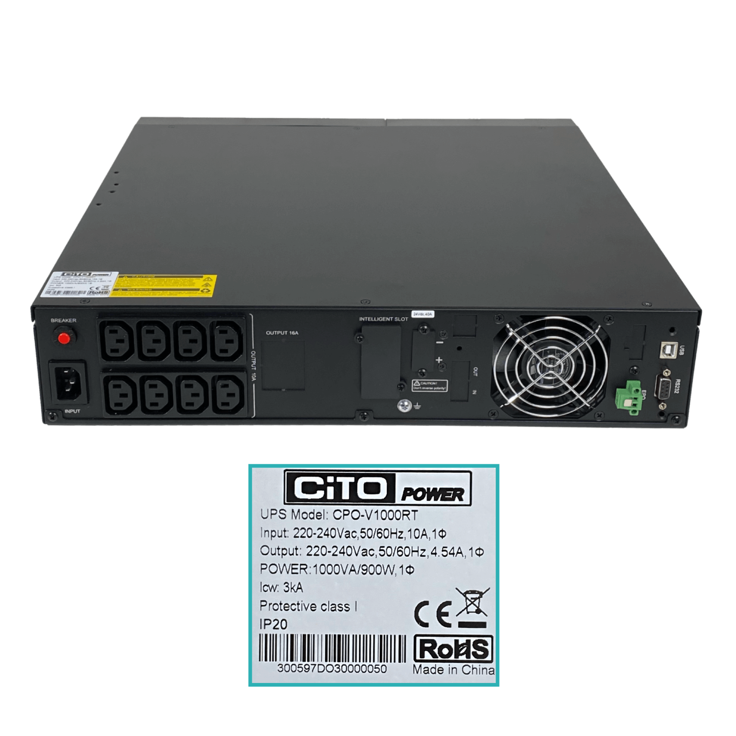 UPS CITO CPO-V1K Online 1kVA 900W, 0ms, Rack 2U, Requiere 2 Baterías 24VDC   7