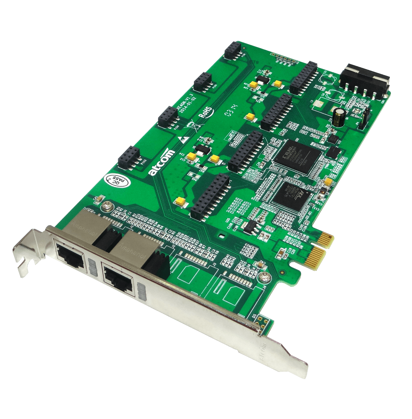 ATCOM PCIe-x1 8X 2-RJ45 REQ-AX210 3.3/5V 32BIT TARJETA ASTERISK 5