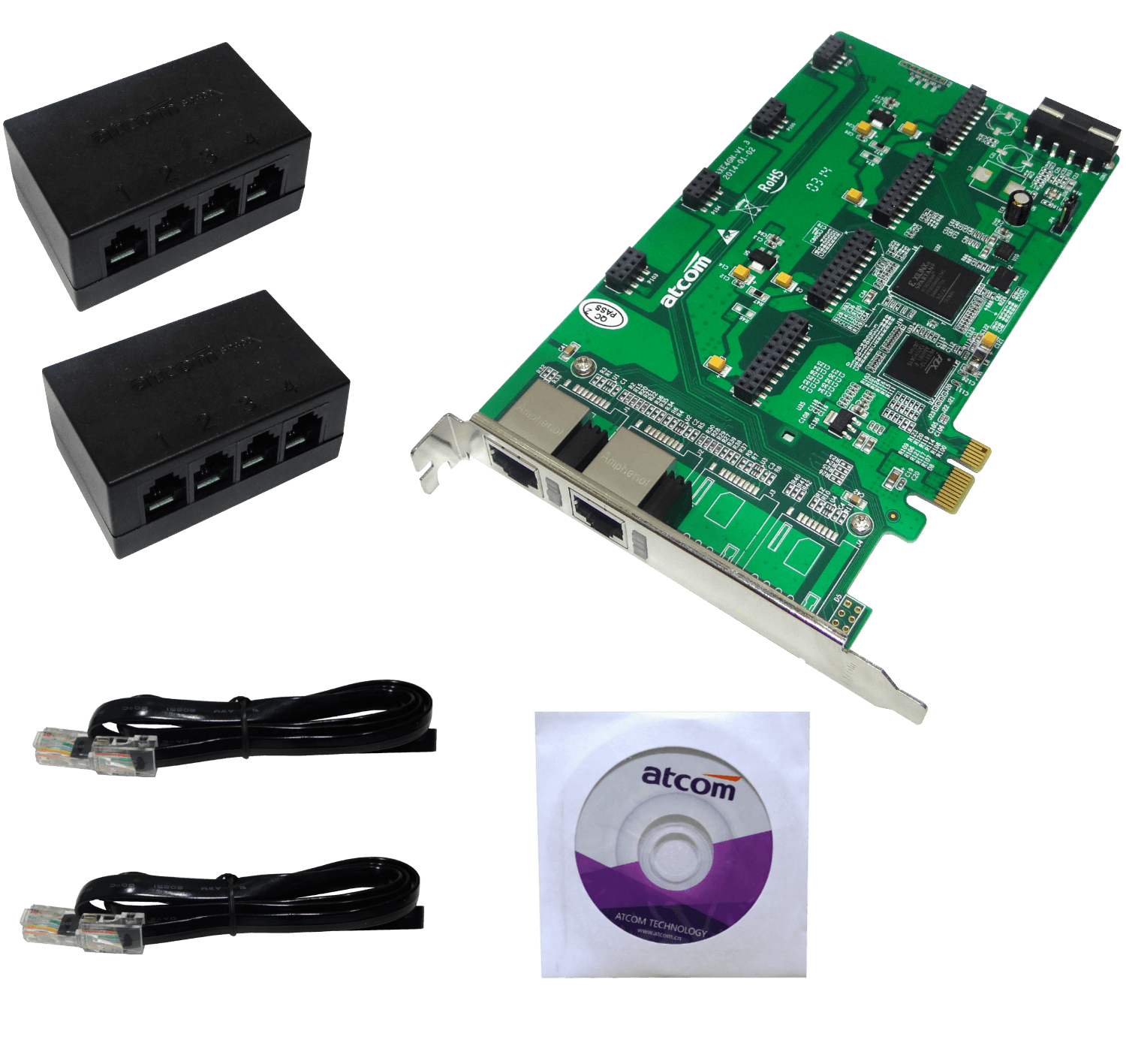 ATCOM PCIe-x1 8X 2-RJ45 REQ-AX210 3.3/5V 32BIT TARJETA ASTERISK 6