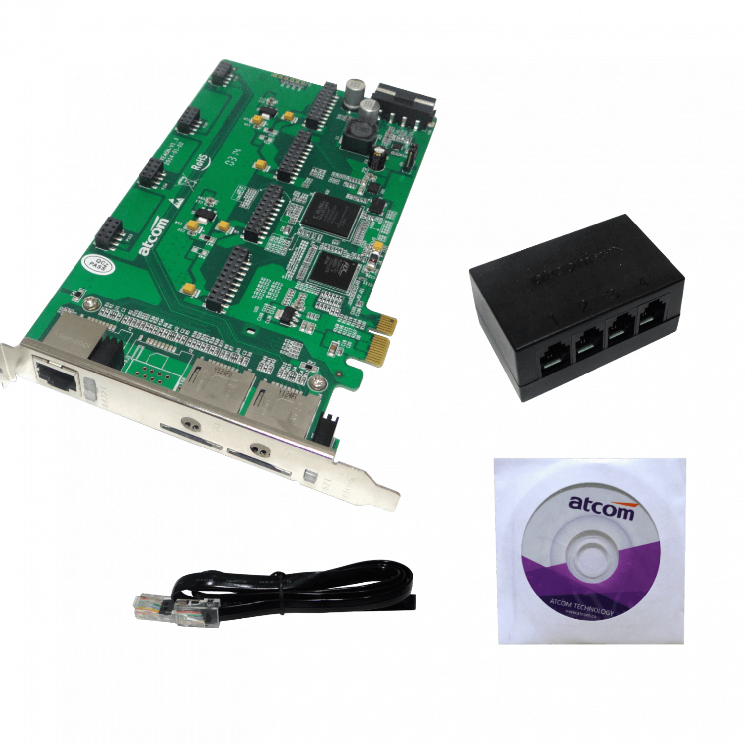 ATCOM PCIe-x1 2-GSM-SIM 4-FXO/FXS 3.3/5V 32BIT TARJETA ASTERISK 2-GSM 4